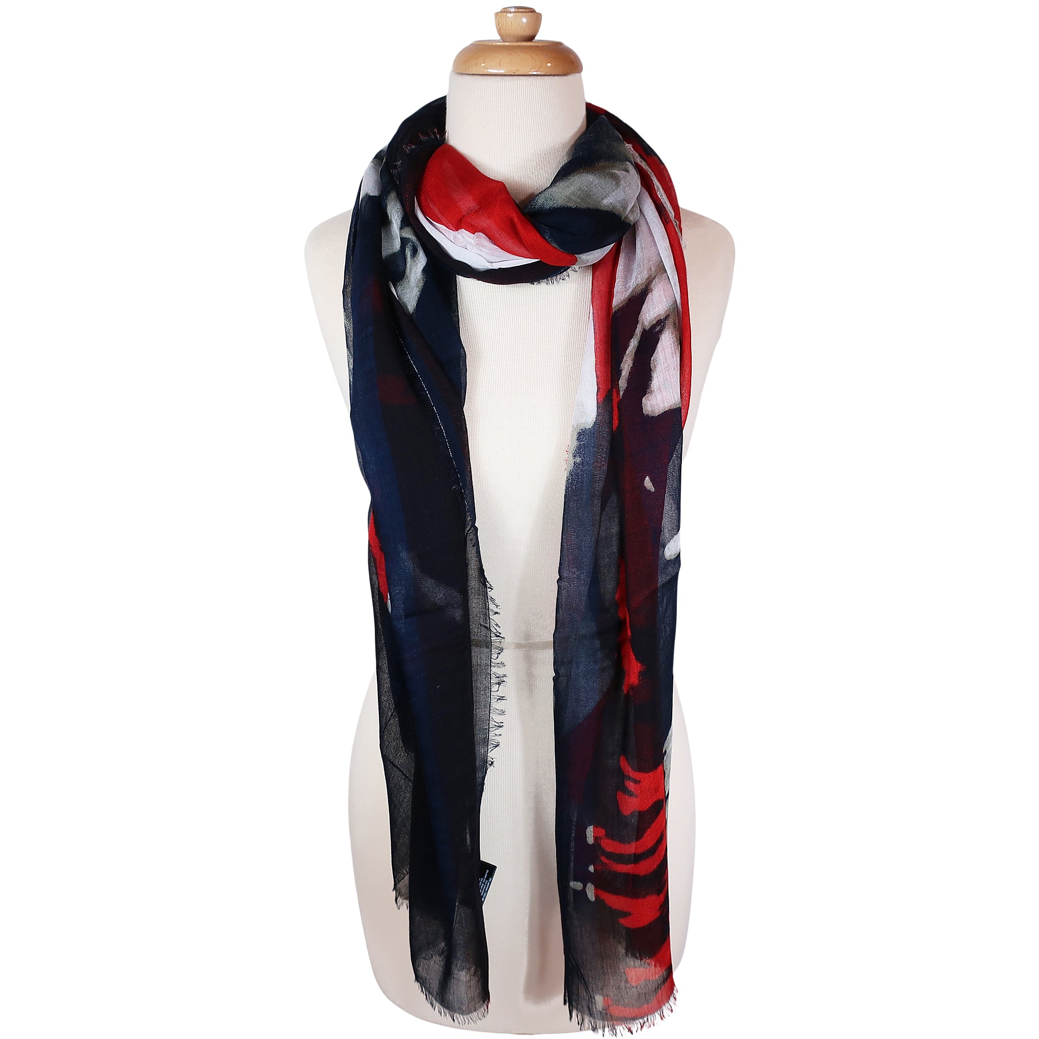 Blue Pacific American Girl Tapestry Cashmere and Silk Scarf in Red White Blue