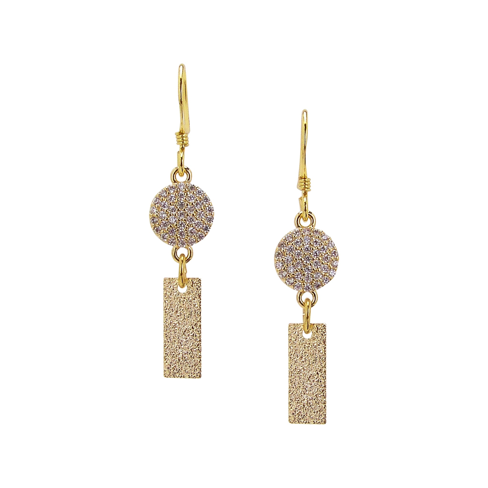 Charlene K Dangle Bar and Circle Charm Earrings in Gold Vermeil