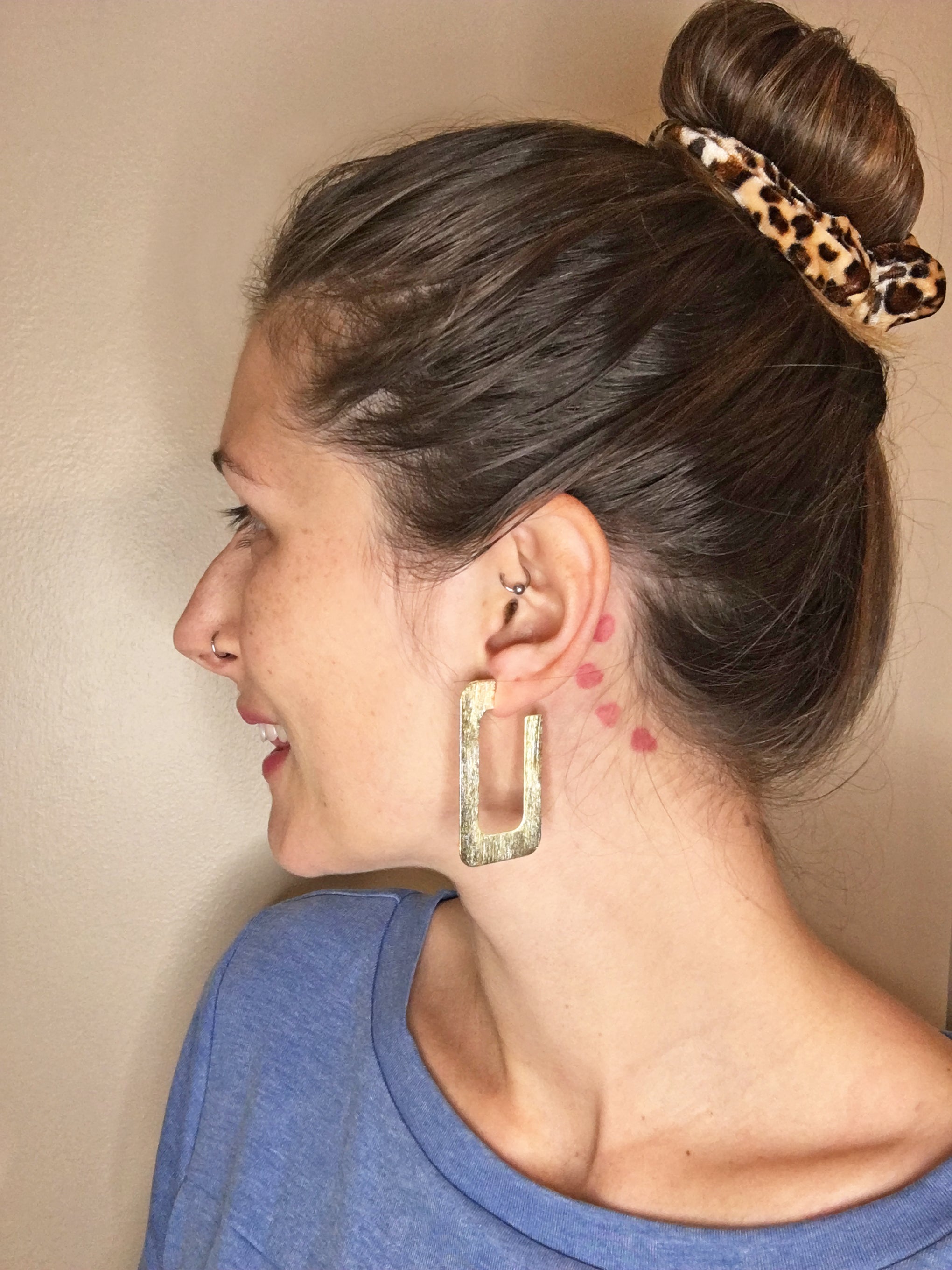 Sheila Fajl 2 inch Rectangular Vada Hoop Earrings in Brushed Gold