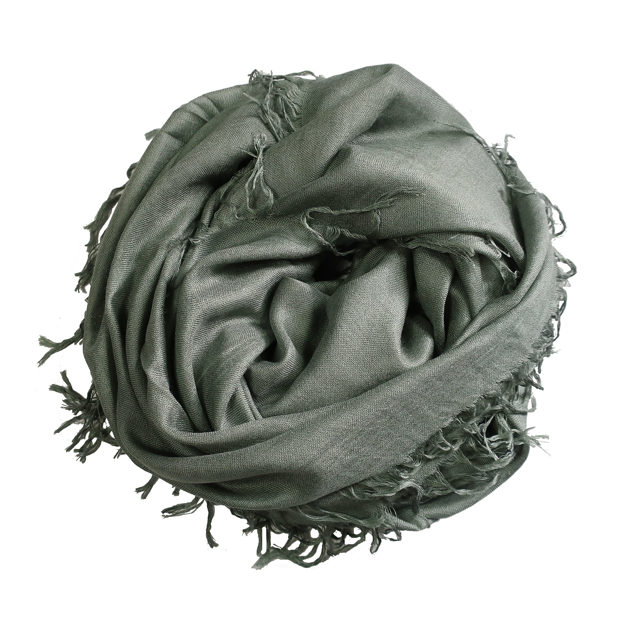 Blue Pacific Tissue Solid Modal and Cashmere Scarf Shawl in Shadow Sage