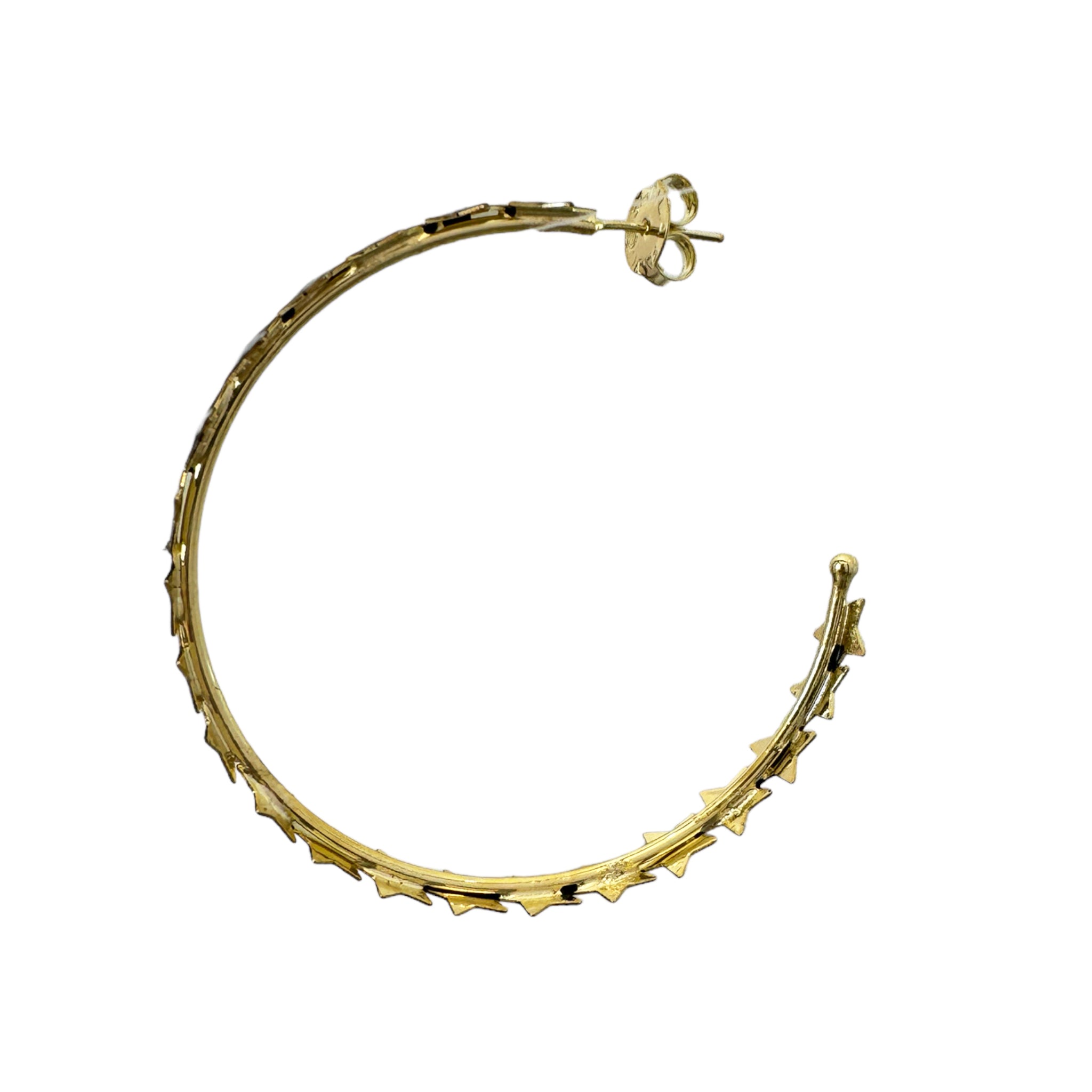 Sheila Fajl Small Corona Star Hoops in Black Resin and Gold Plated