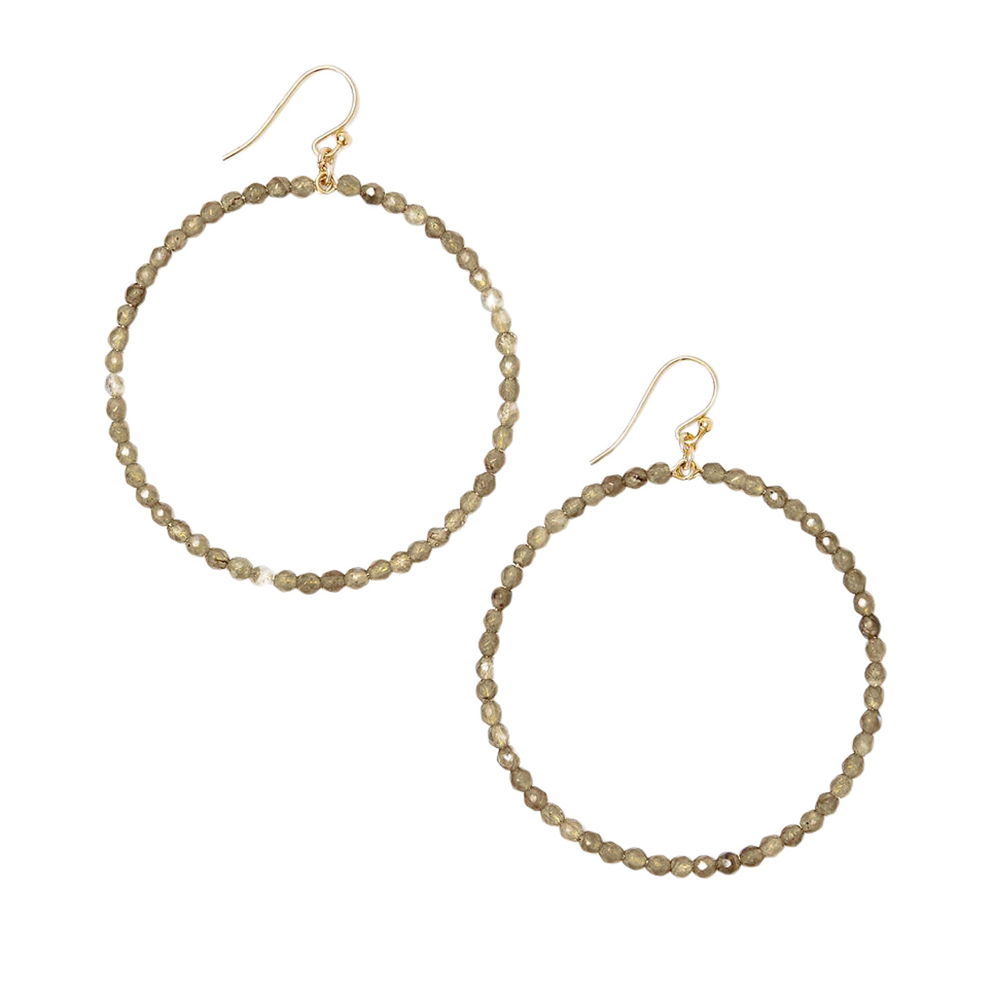 Chan Luu 2 Inch Gold Hoop Earrings in Labradorite