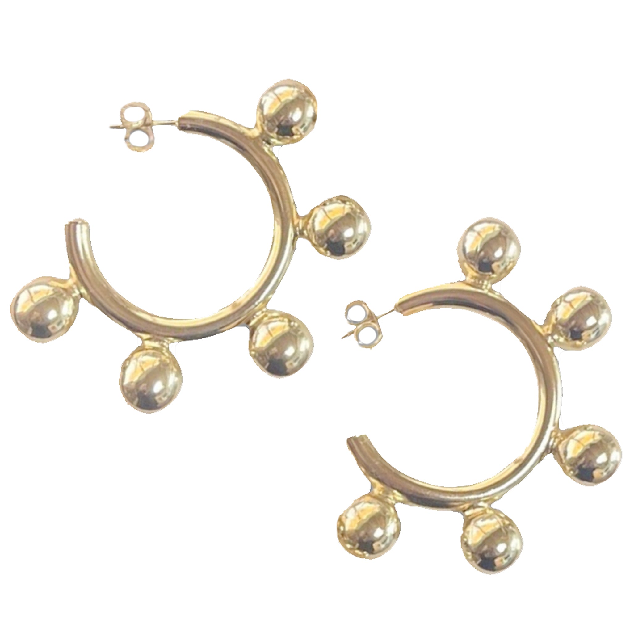 Sheila Fajl Augusta Large Ball Statement Hoop Earrings in Polished Gold Plated