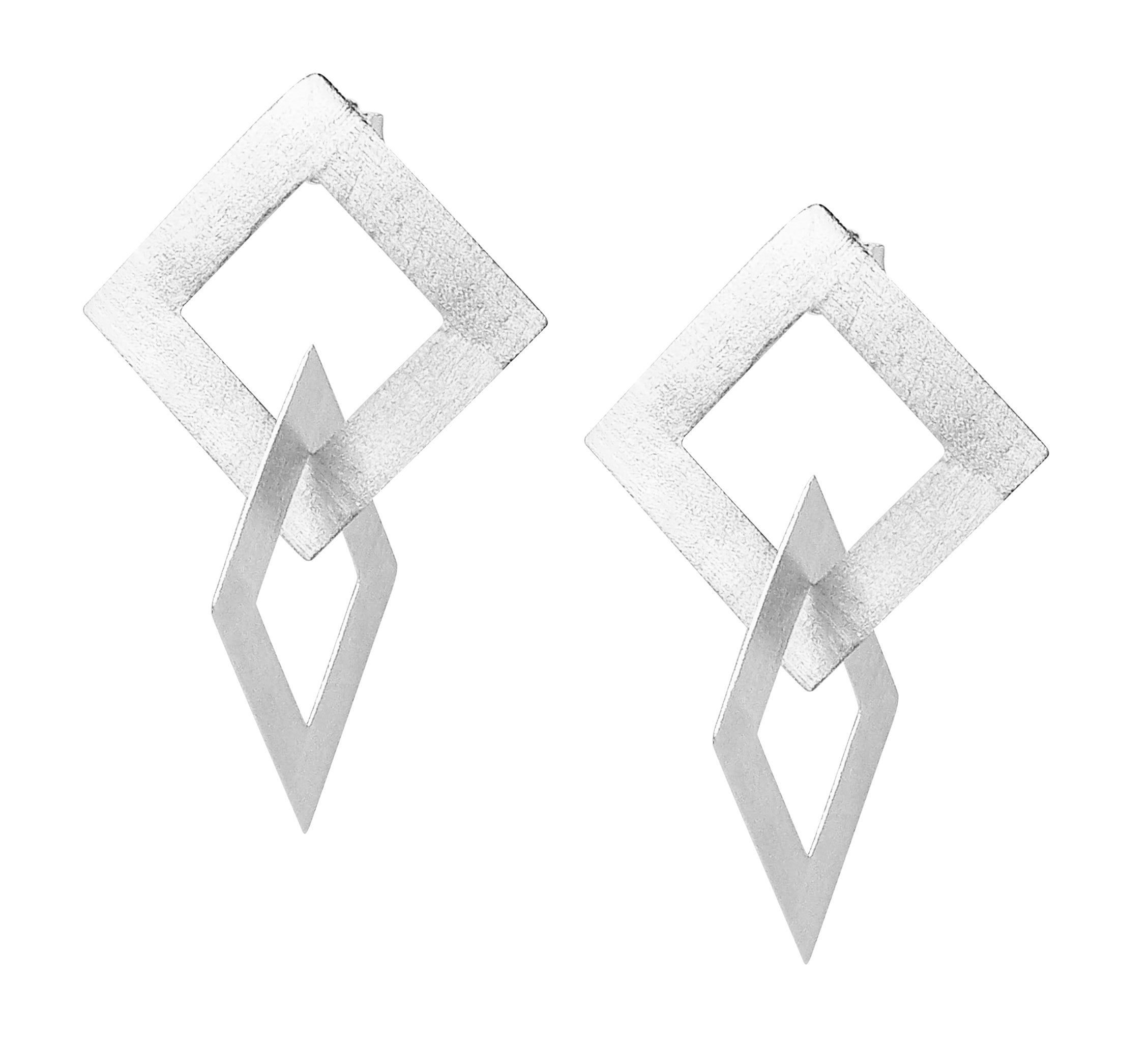 image of Sheila Fajl Boone Double Square Dangle Earrings in Silver Plated