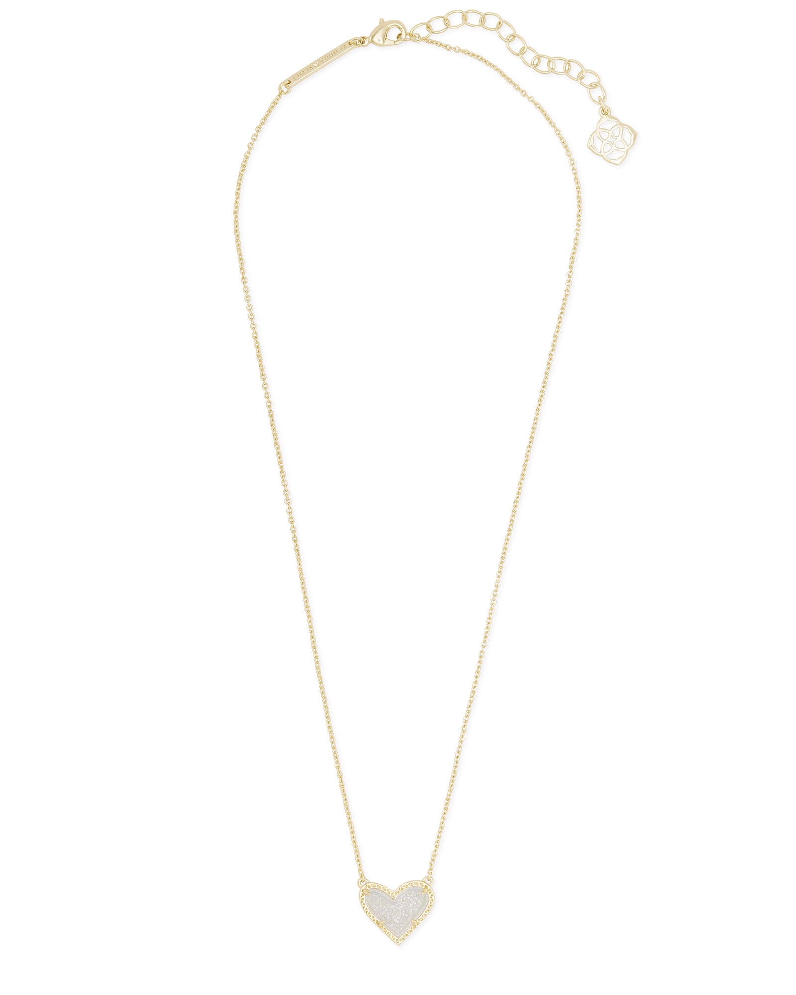 Kendra Scott Ari Heart Pendant Necklace in Iridescent Drusy and Gold