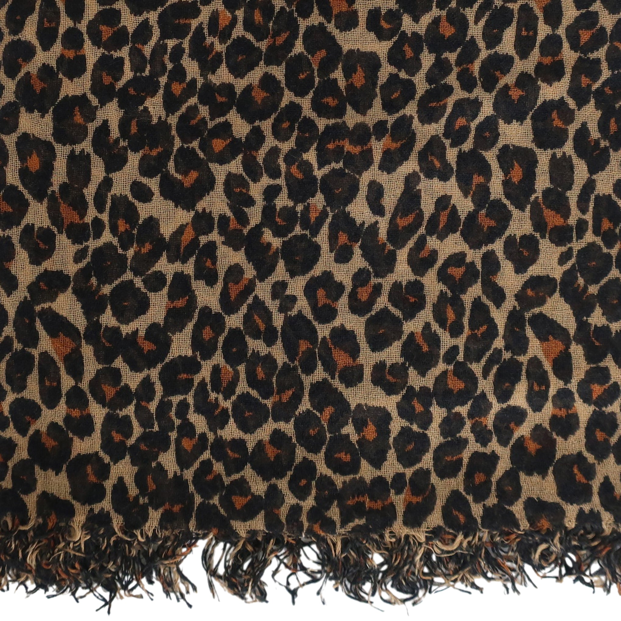 Chan Luu Roasted Pecan Classic Leopard Print Cashmere and Silk Scarf