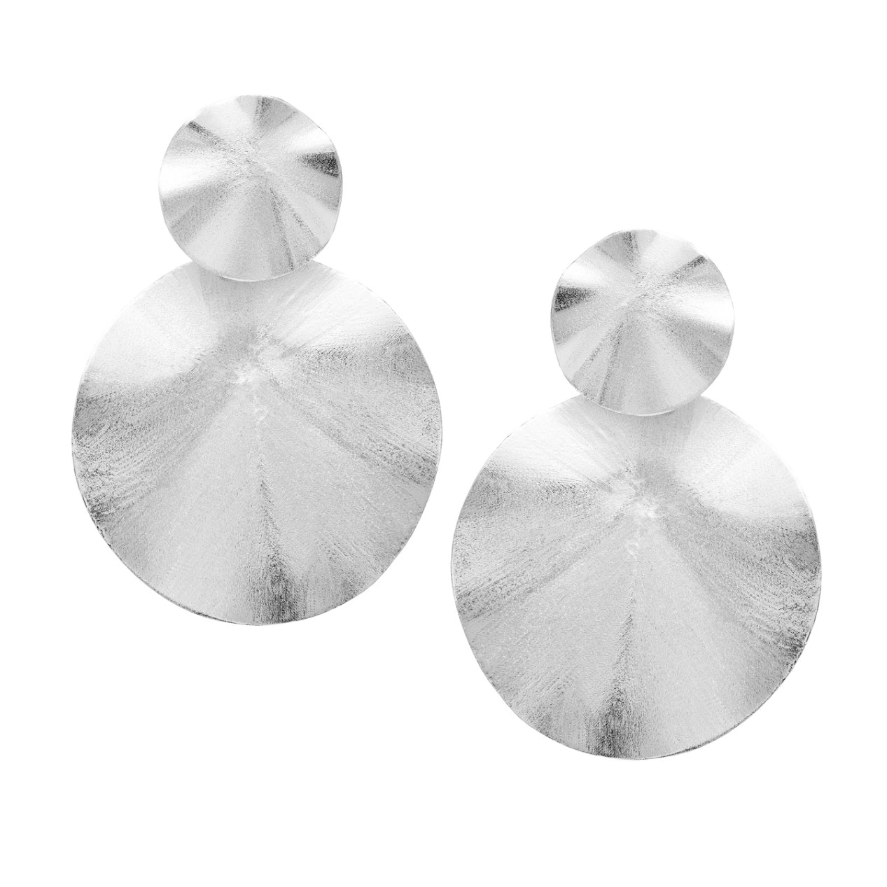 Pair of Sheila Fajl Isola Double Dangle Organic Earrings in Brushed Silver