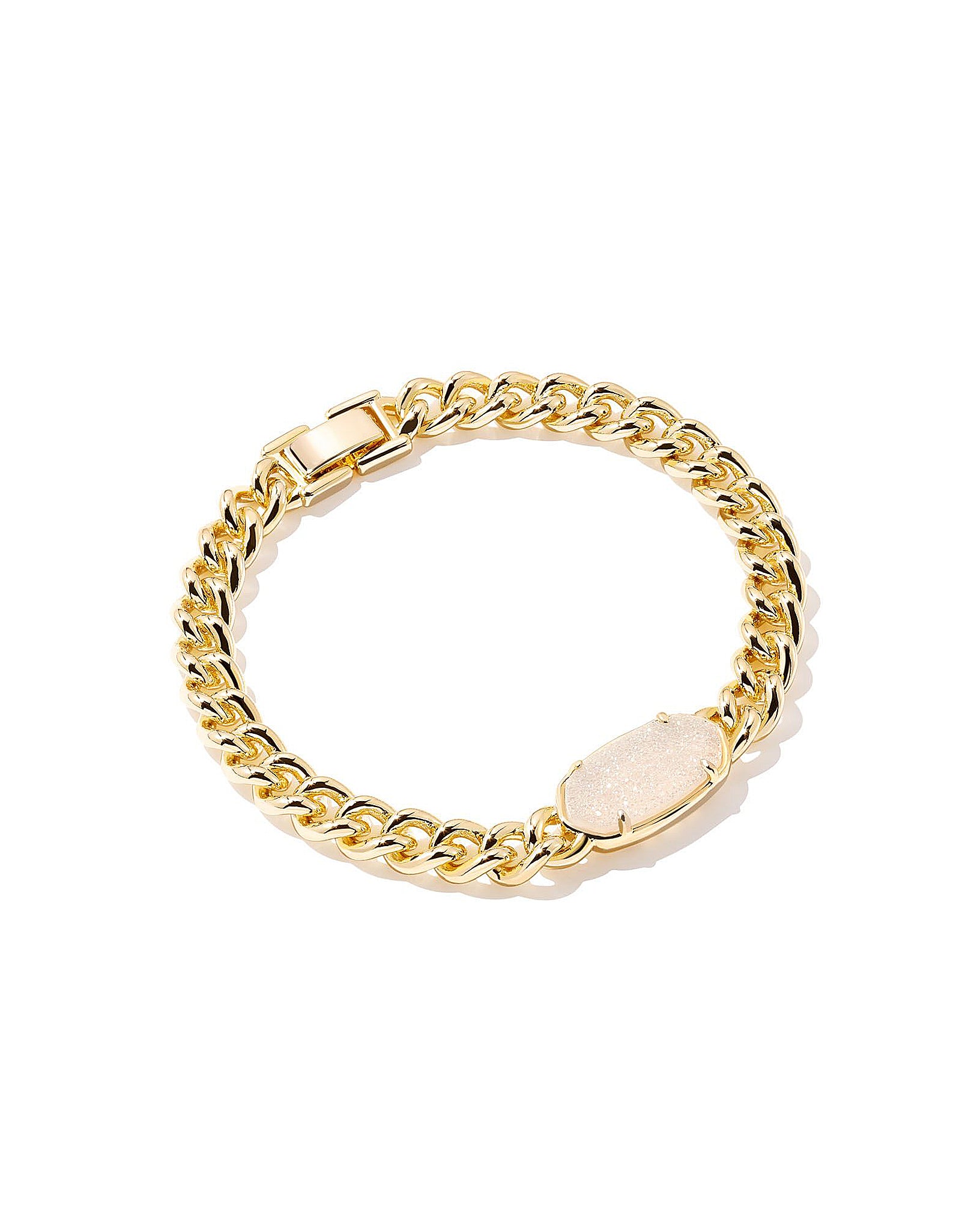 Kendra Scott Elaina Oval Chain Bracelet in Iridescent Drusy and Gold Plated