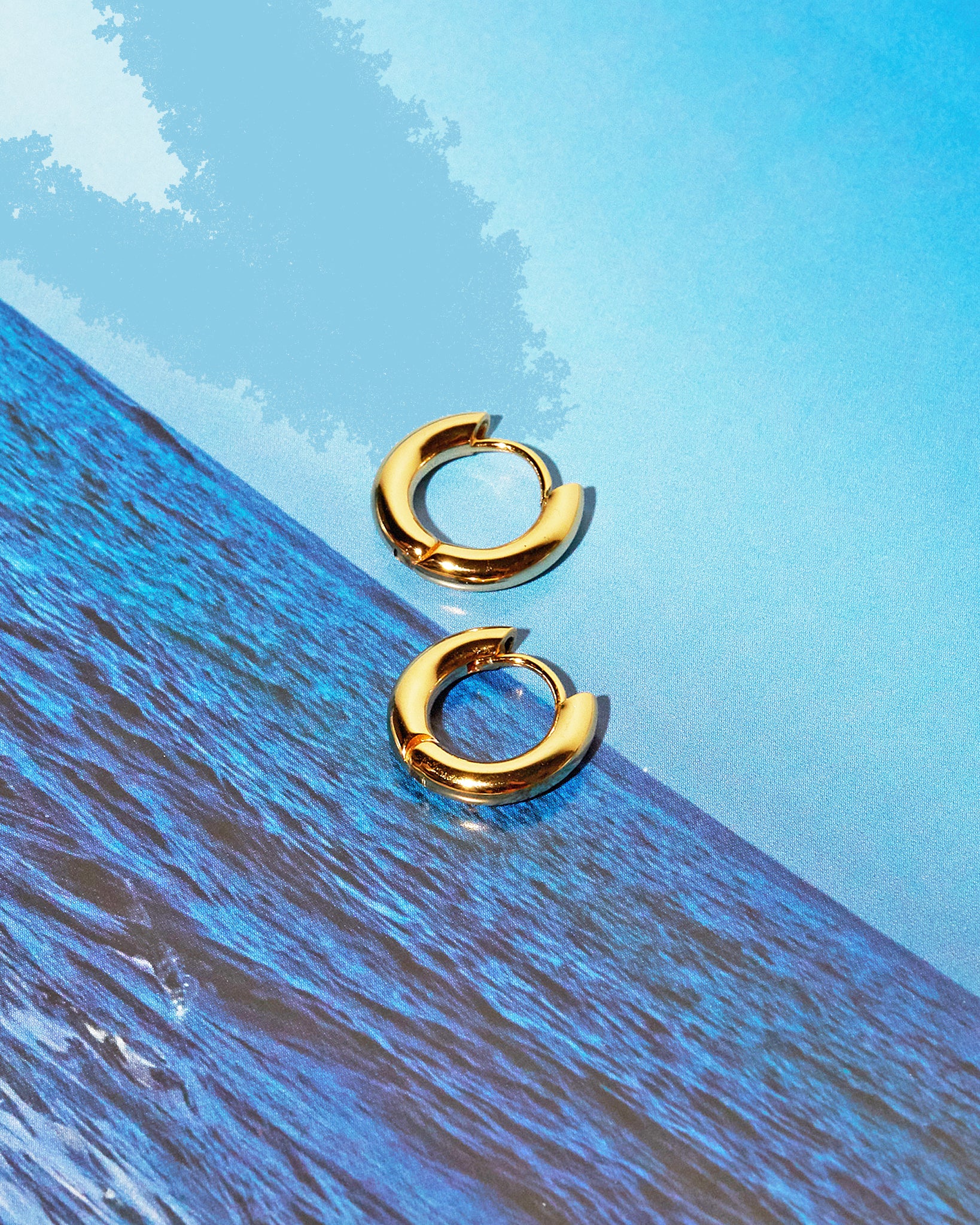 Luv Aj Plain Amalfi Huggie Hoop Earrings in 14k Antique Gold Plated