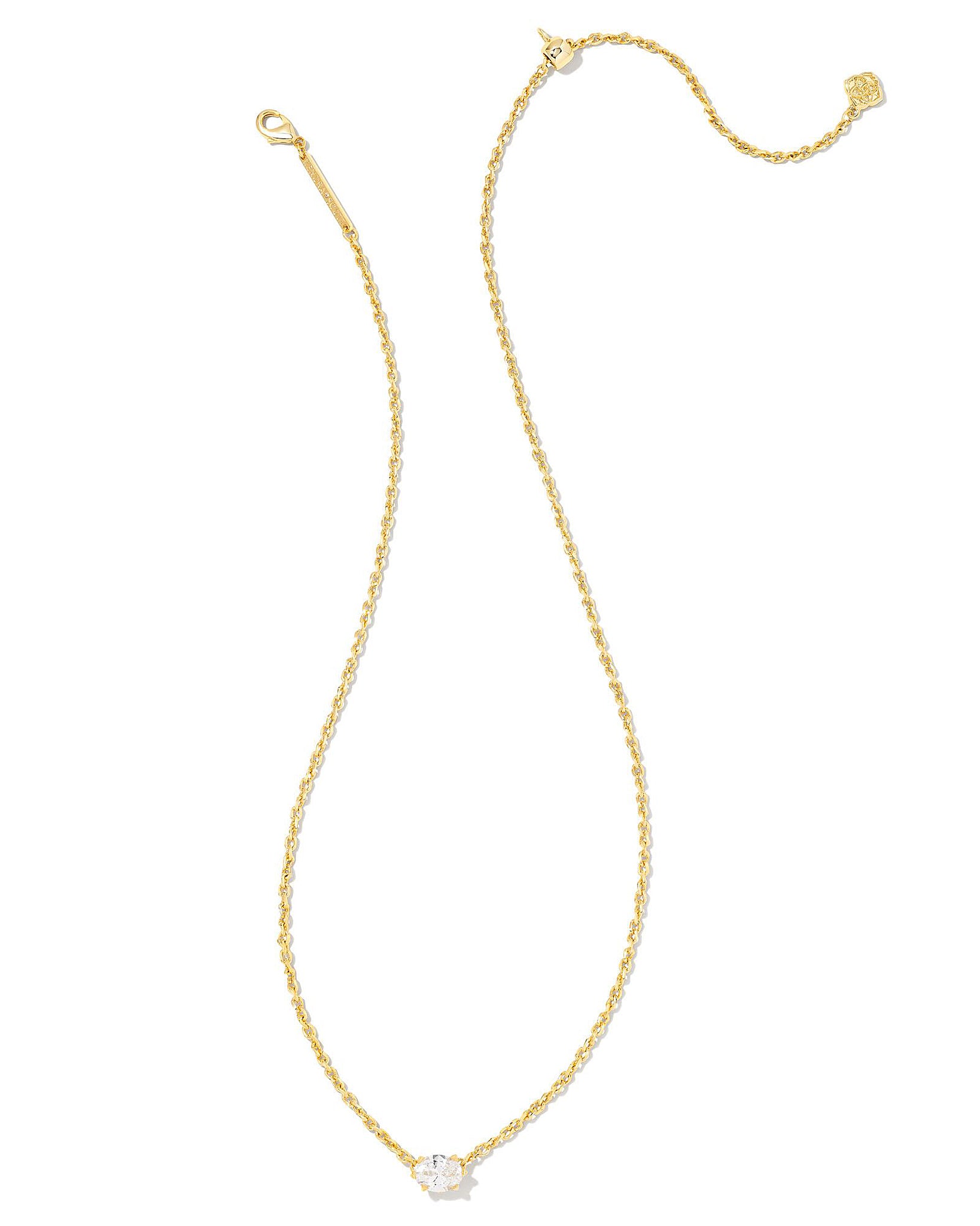 Kendra Scott Cailin Oval Pendant Necklace in White Cubic Zirconia and Gold
