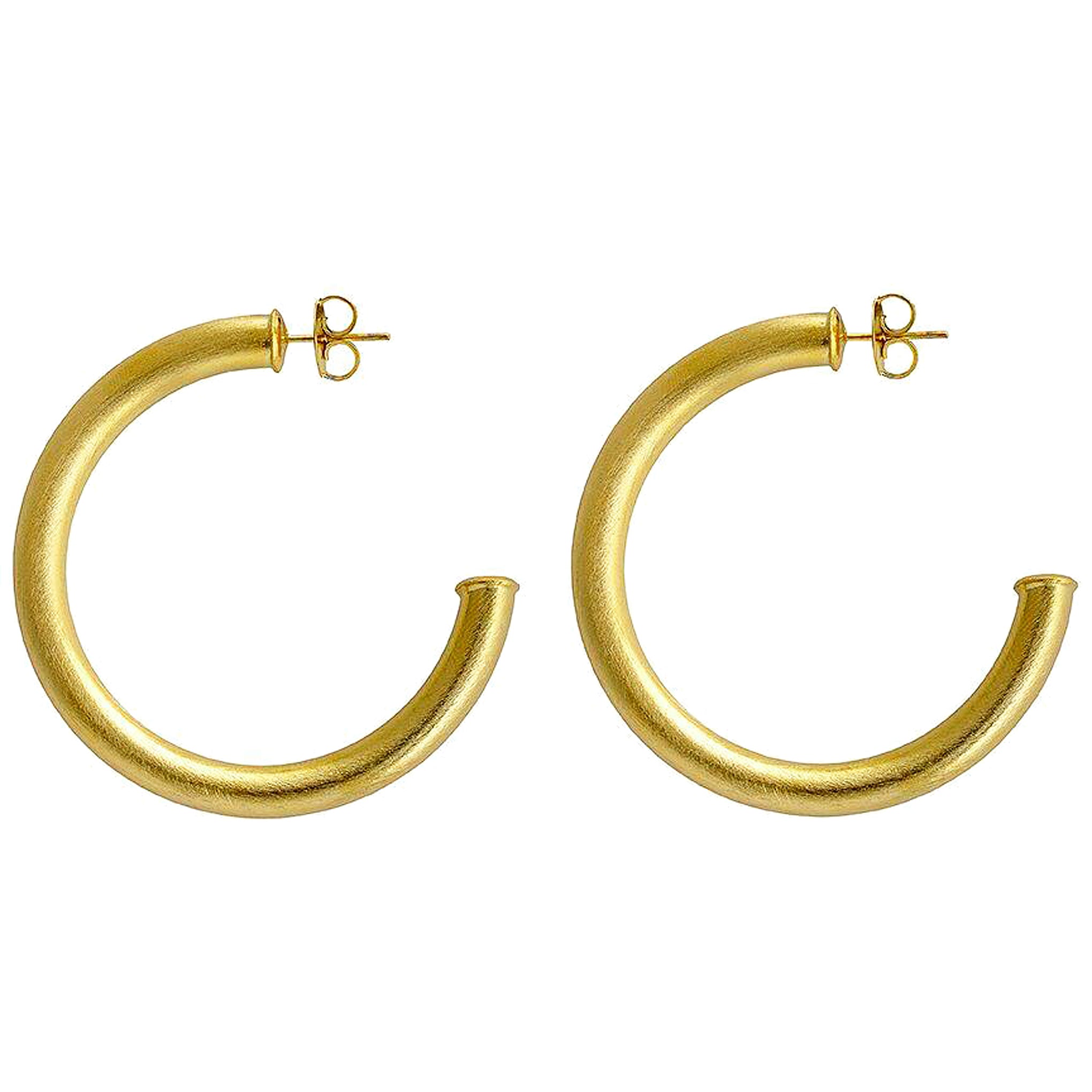 Sheila Fajl Thick Smaller Arlene 2 inch Hoop Earrings in Brushed Gold Plated