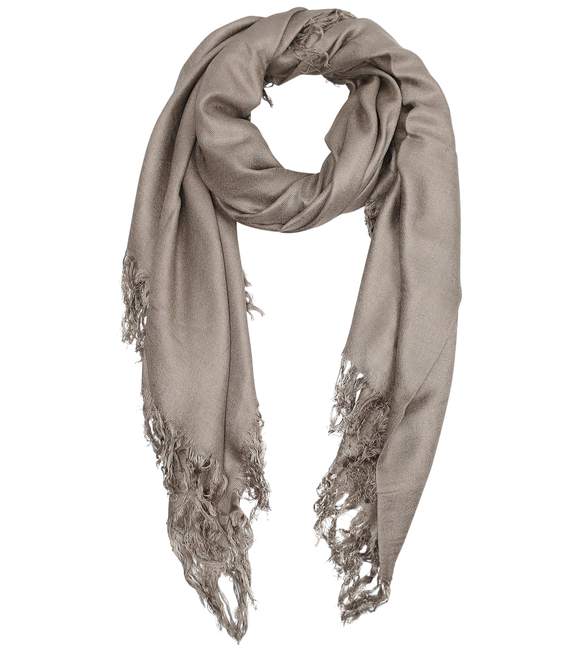 Blue Pacific Tissue Solid Modal and Cashmere Scarf Shawl in Khaki