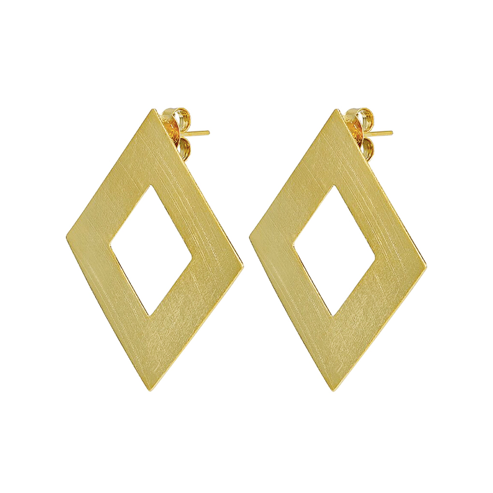 Sheila Fajl Seline Square Stud Earrings in Brushed Gold Plated