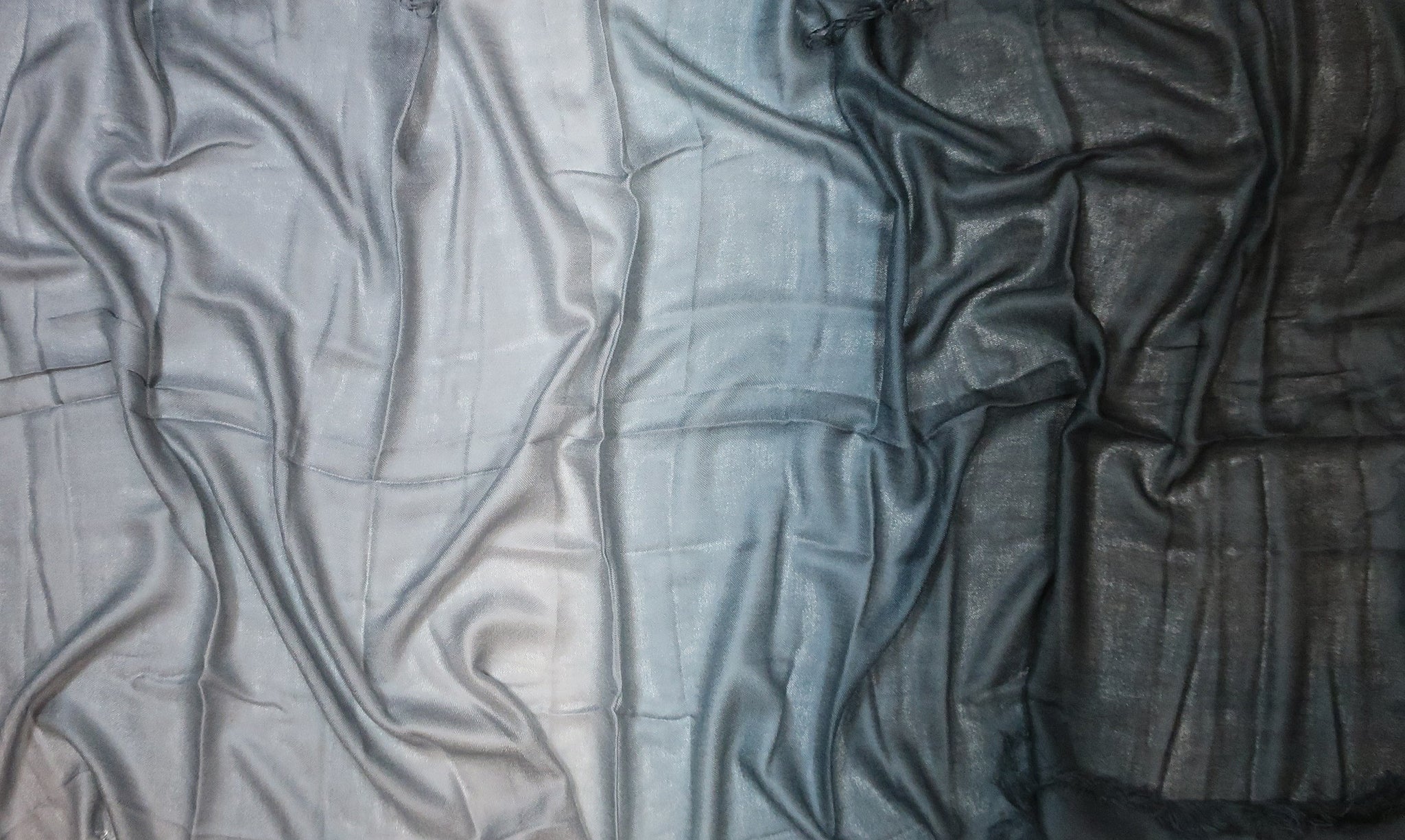 Blue Pacific Tissue Solid Micromodal Cashmere Scarf in Silver and Black 28 x 60