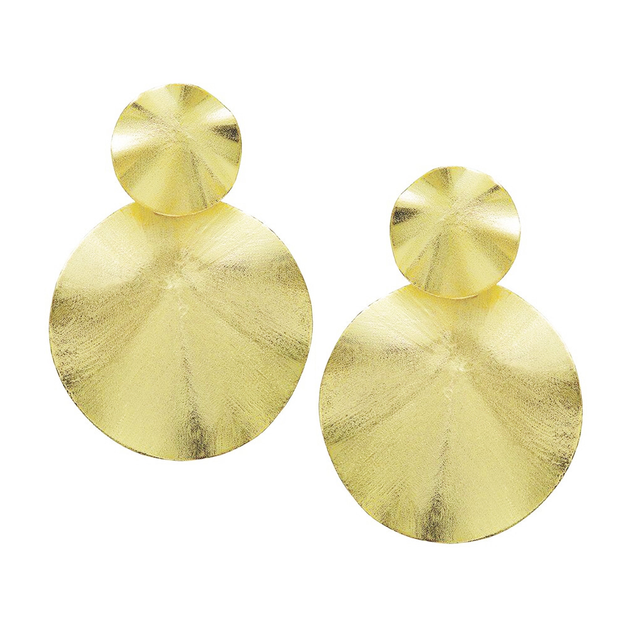 Pair of Sheila Fajl Isola Double Dangle Organic Earrings in Brushed Gold