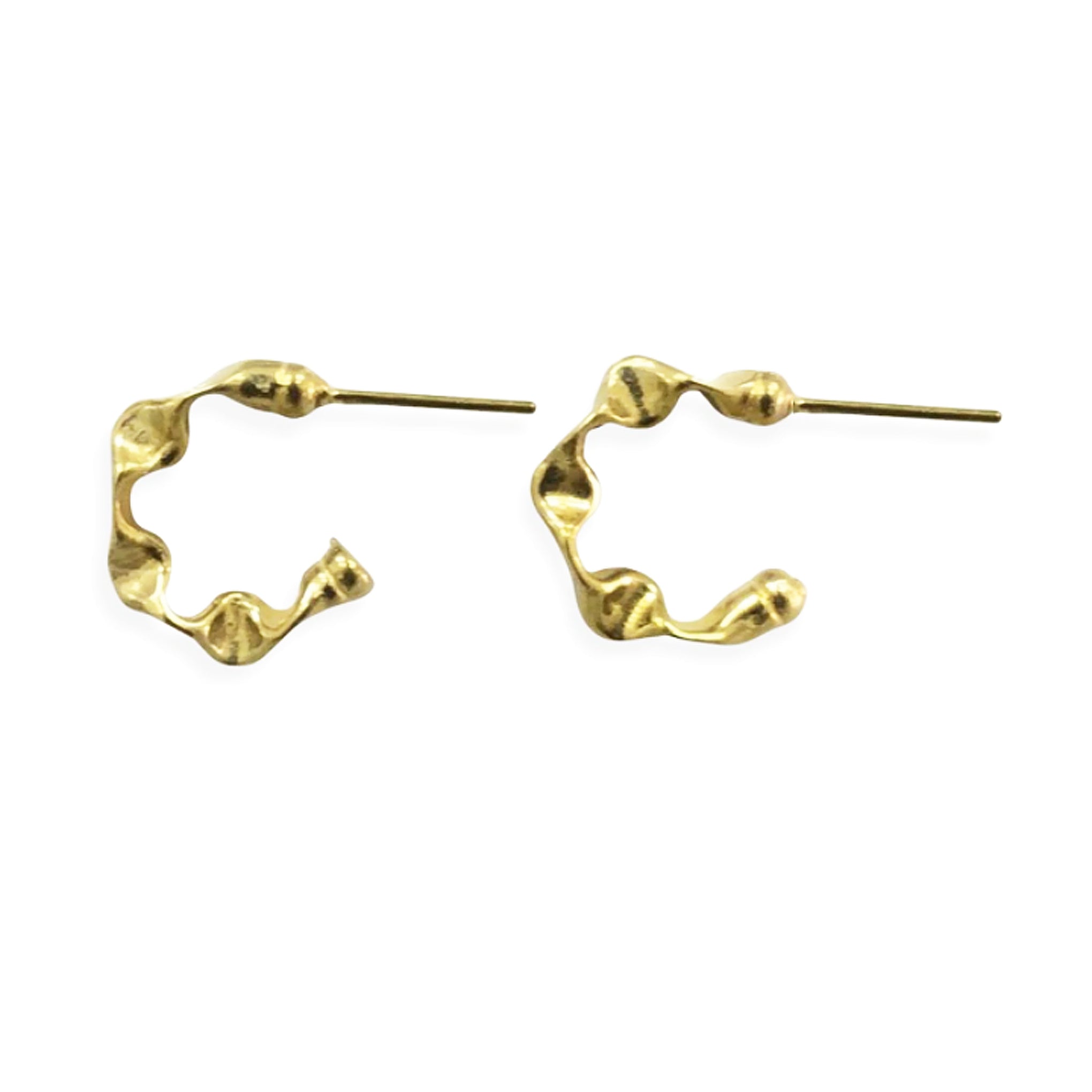 Sheila Fajl Small Wrinkled Hoop Earrings in Polished Gold Plated