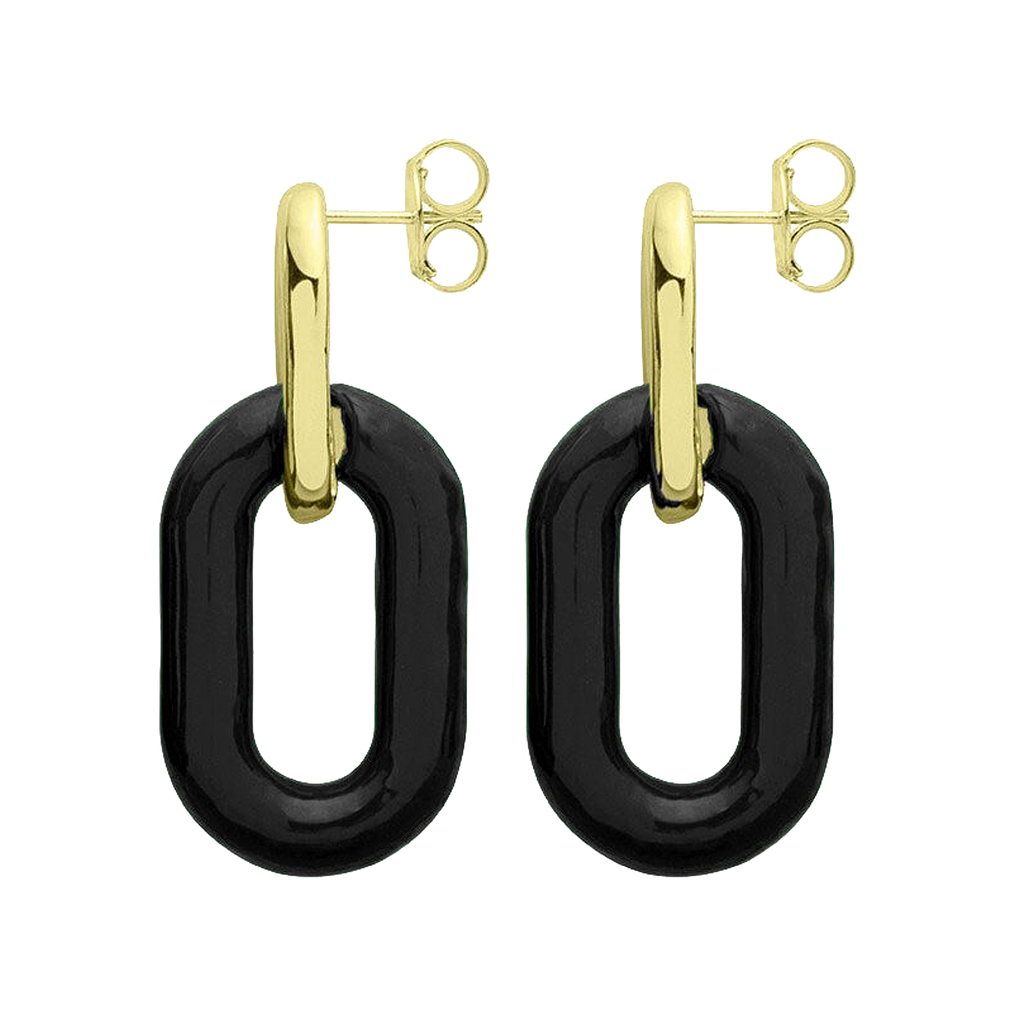 Sheila Fajl Small Shakedown Statement Earrings in Polished Gold and Black