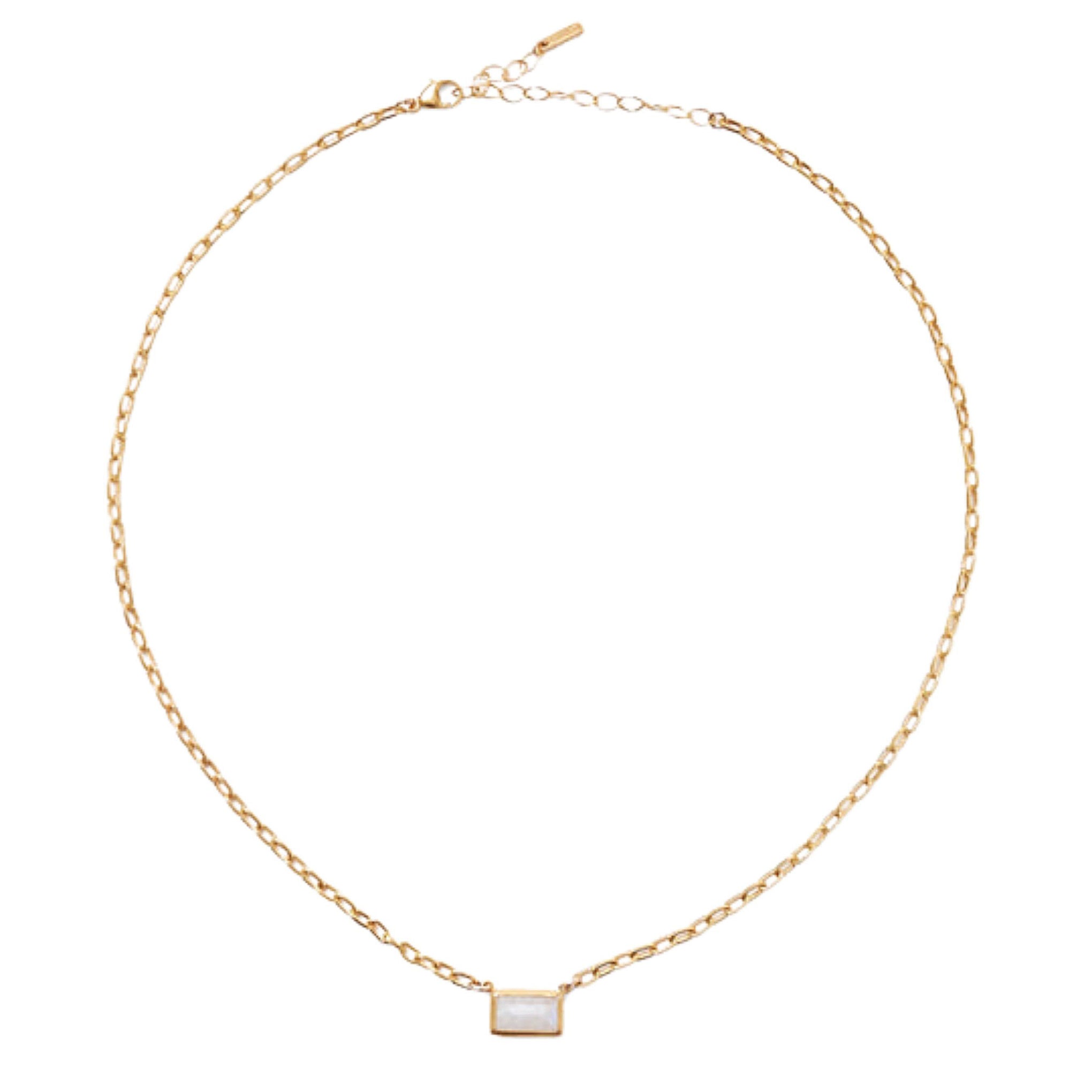 Chan Luu Rectangle Tab Pendant Necklace in Moonstone and Gold