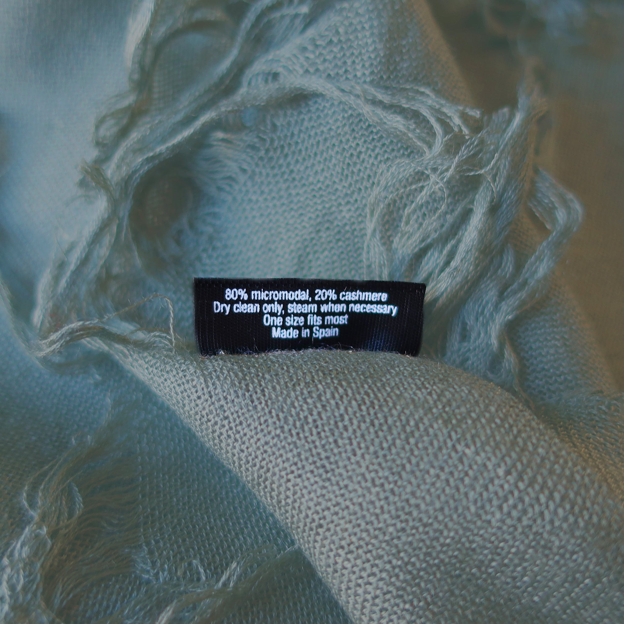 Blue Pacific Tissue Solid Modal and Cashmere Scarf Shawl in Shadow Sage
