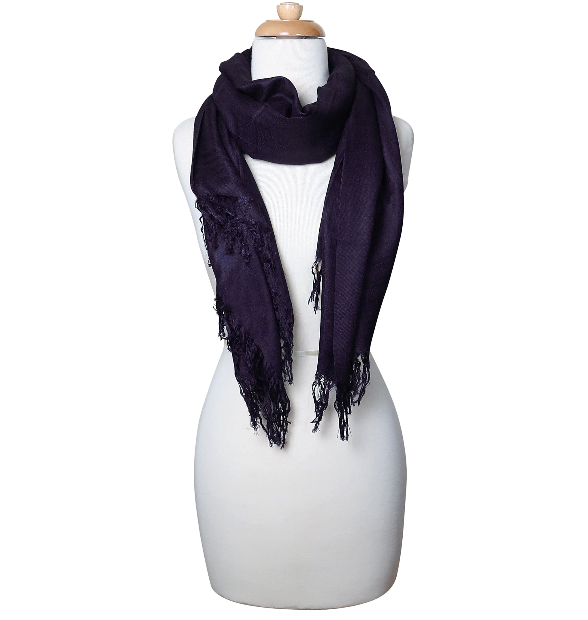 Blue Pacific Tissue Solid Modal and Cashmere Scarf in Dark Purple