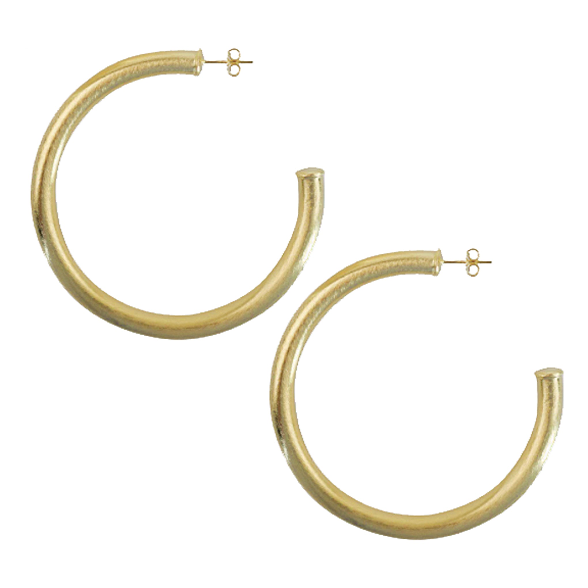 Sheila Fajl Thick Arlene 2.5 inch Hoop Earrings in Brushed Gold Plated