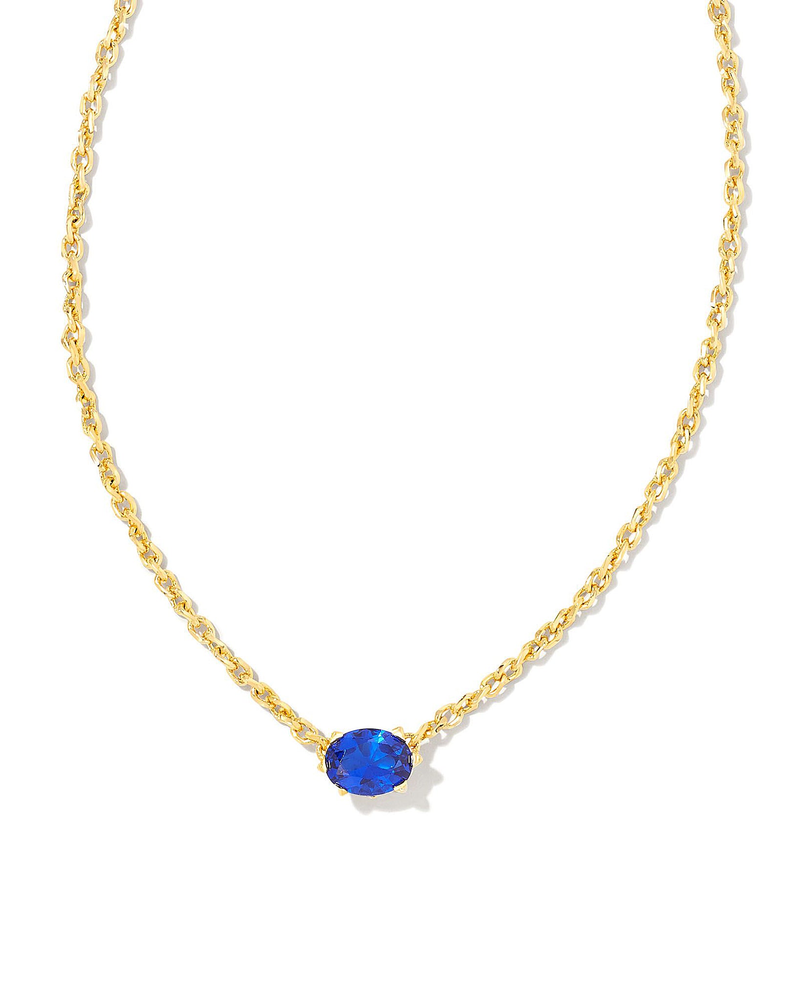 Kendra Scott Cailin Oval Pendant Necklace in Blue Crystal and Gold