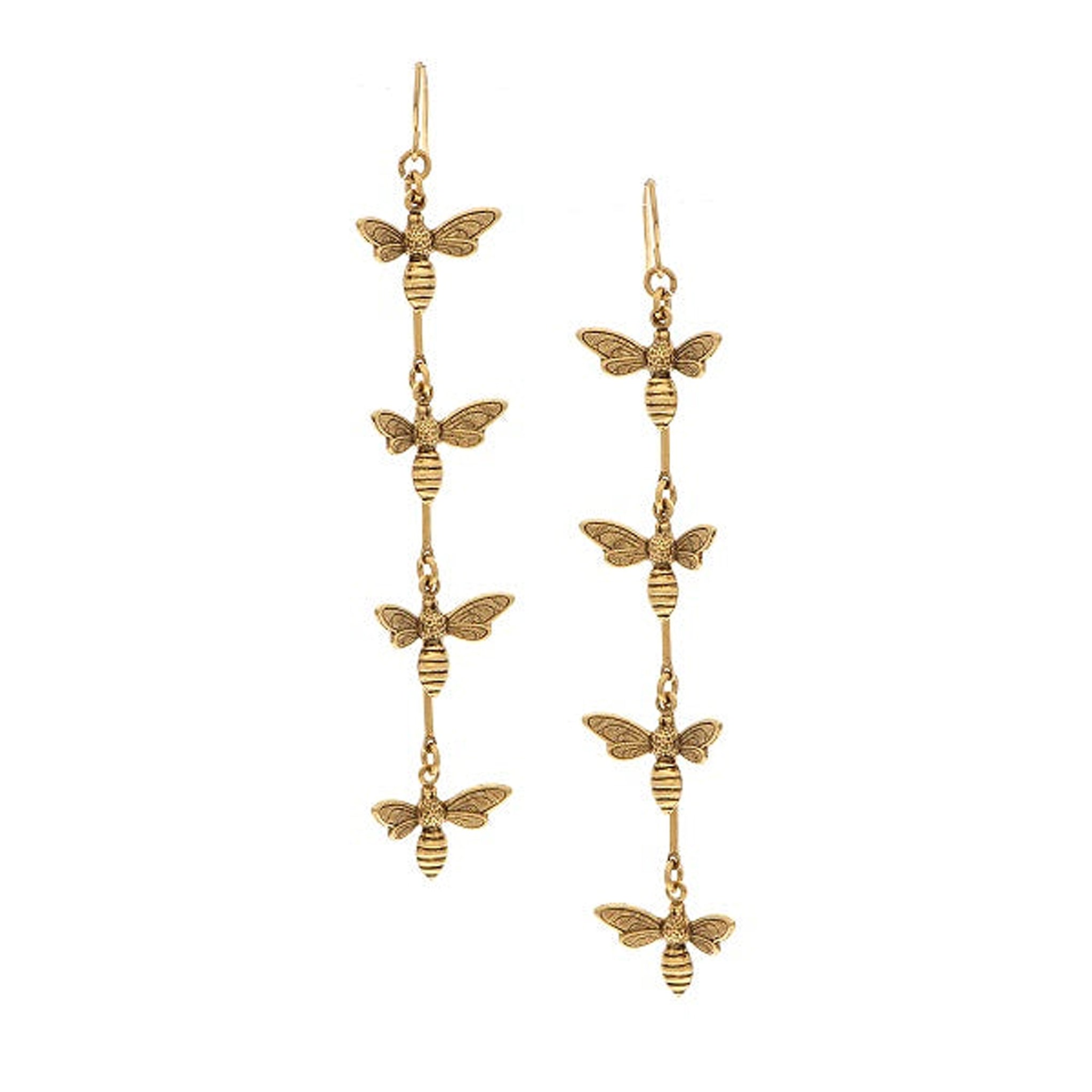 Yochi NY Emery Bumble Bee Dangle Earrings in 22k Gold