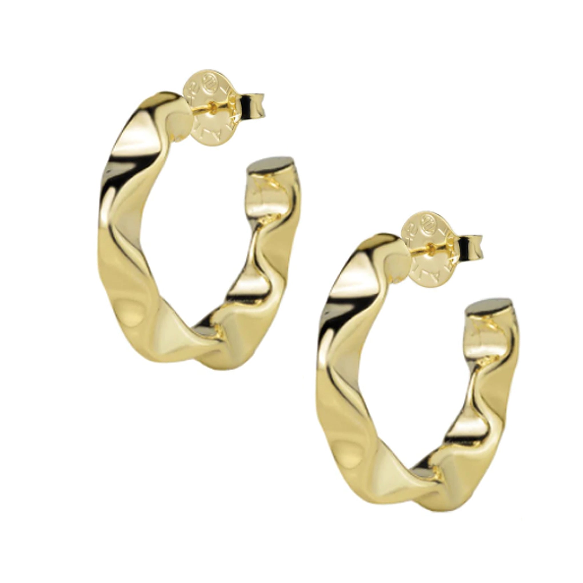 Sheila Fajl Wrinkled Hoop Earrings in Polished Gold Plated