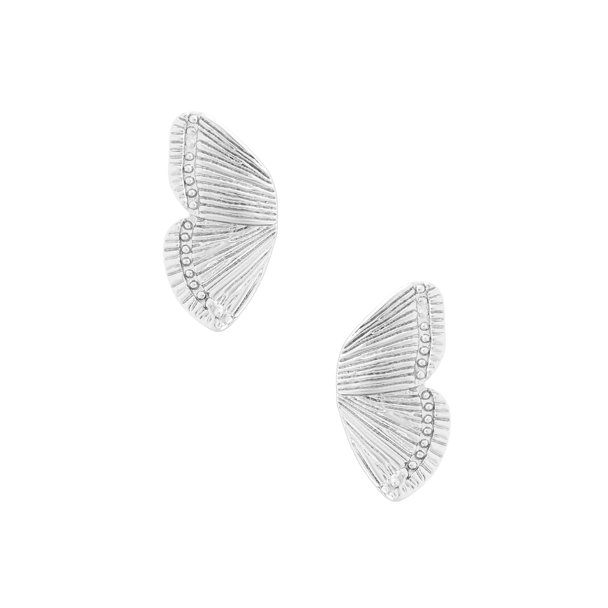 Five and Two Dani Stud Butterfly Wing Earrings in Silver Plated
