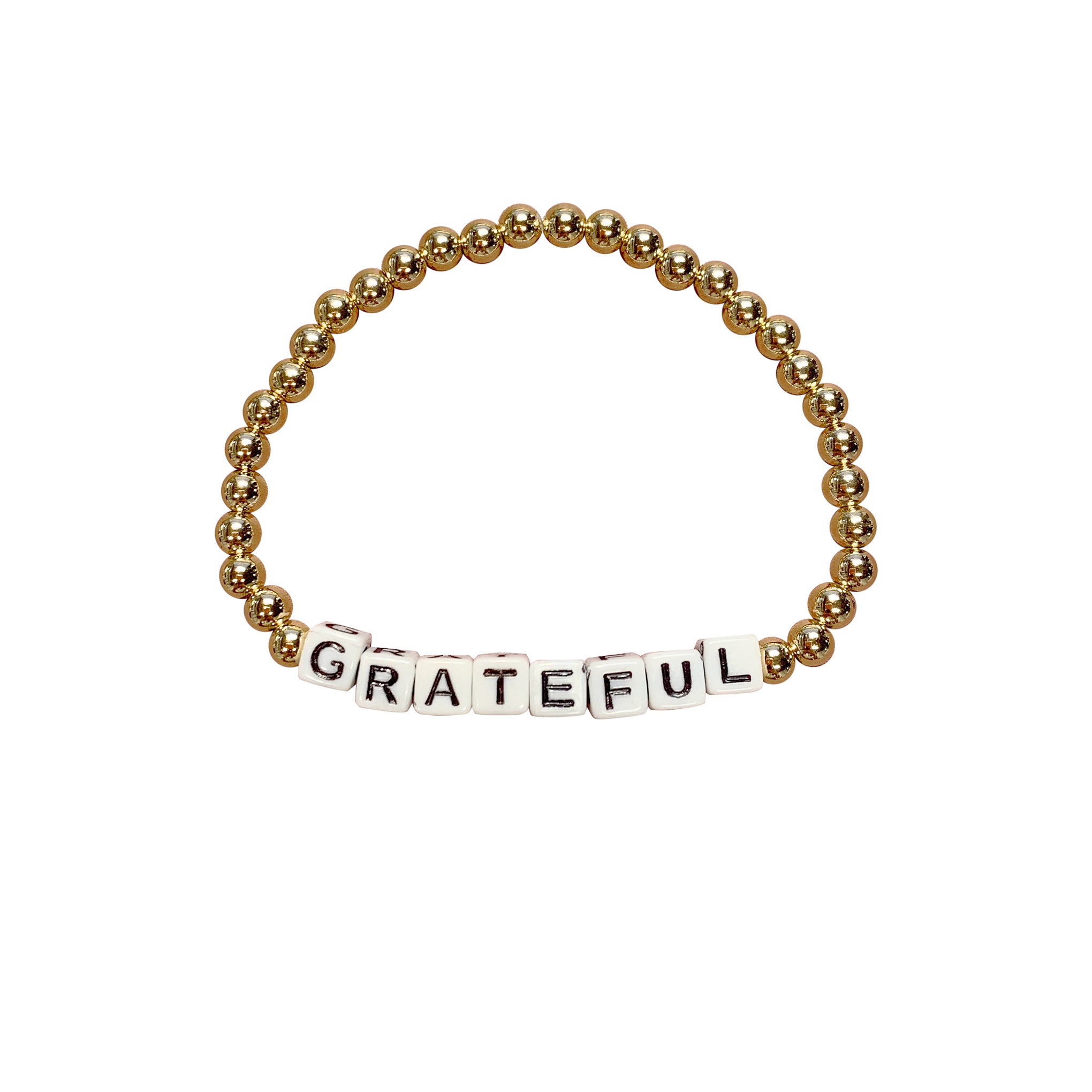 Jonesy Wood Gold Filled Stretch Beaded Lettered Word Bracelet