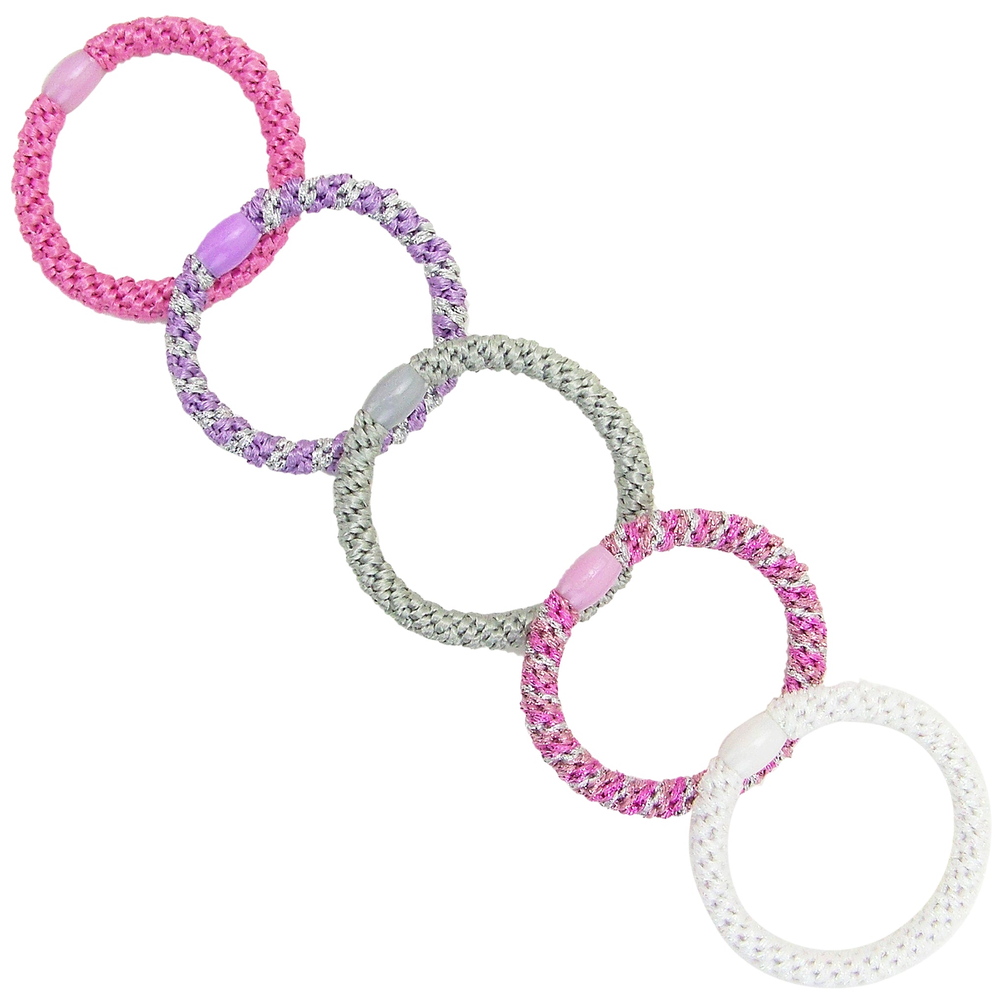 image of variations in L. Erickson Grab and Go Pony Tube Hair Ties in Princess 15 Pack