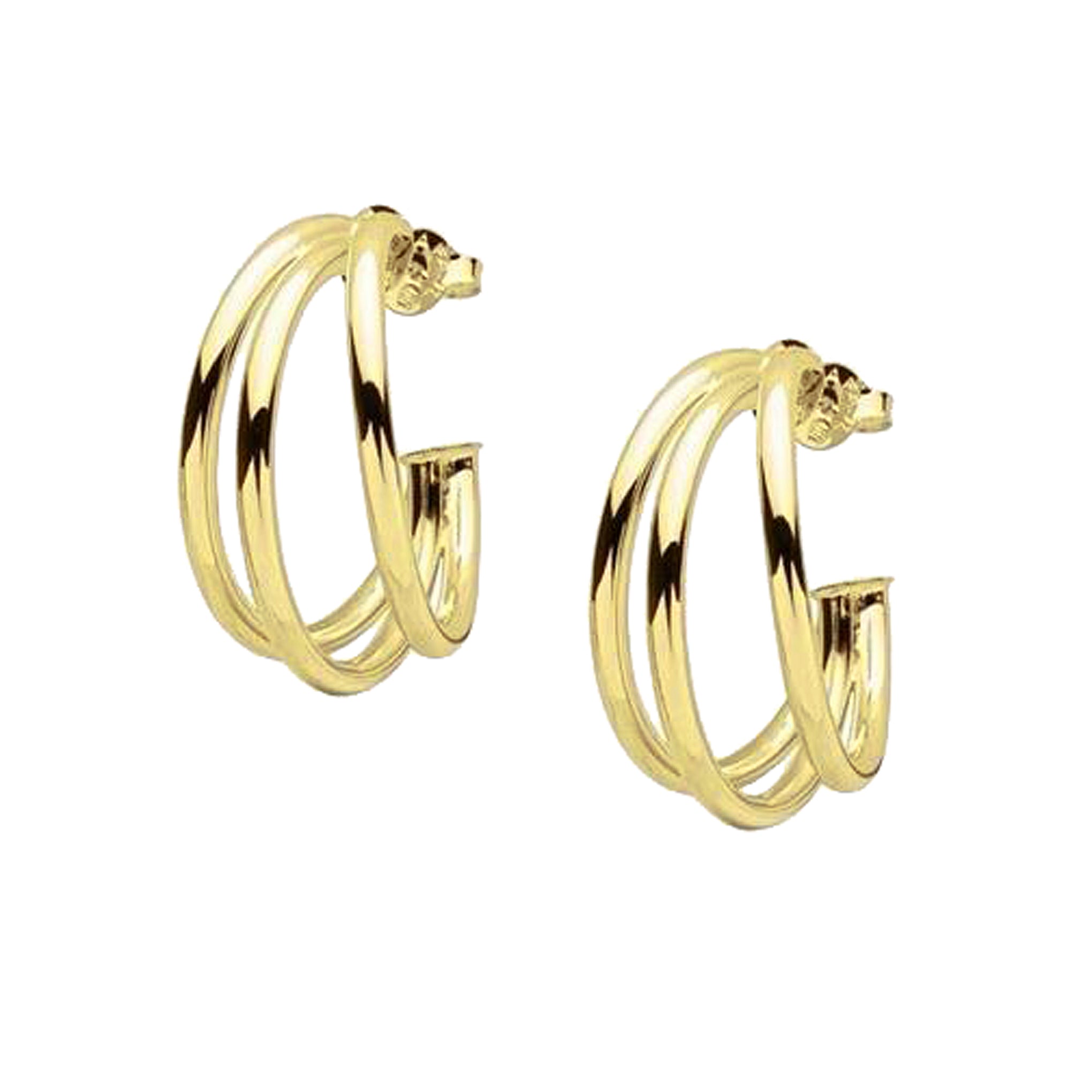 Sheila Fajl Small Claire Triple Hoop Earrings in Polished Gold Plated