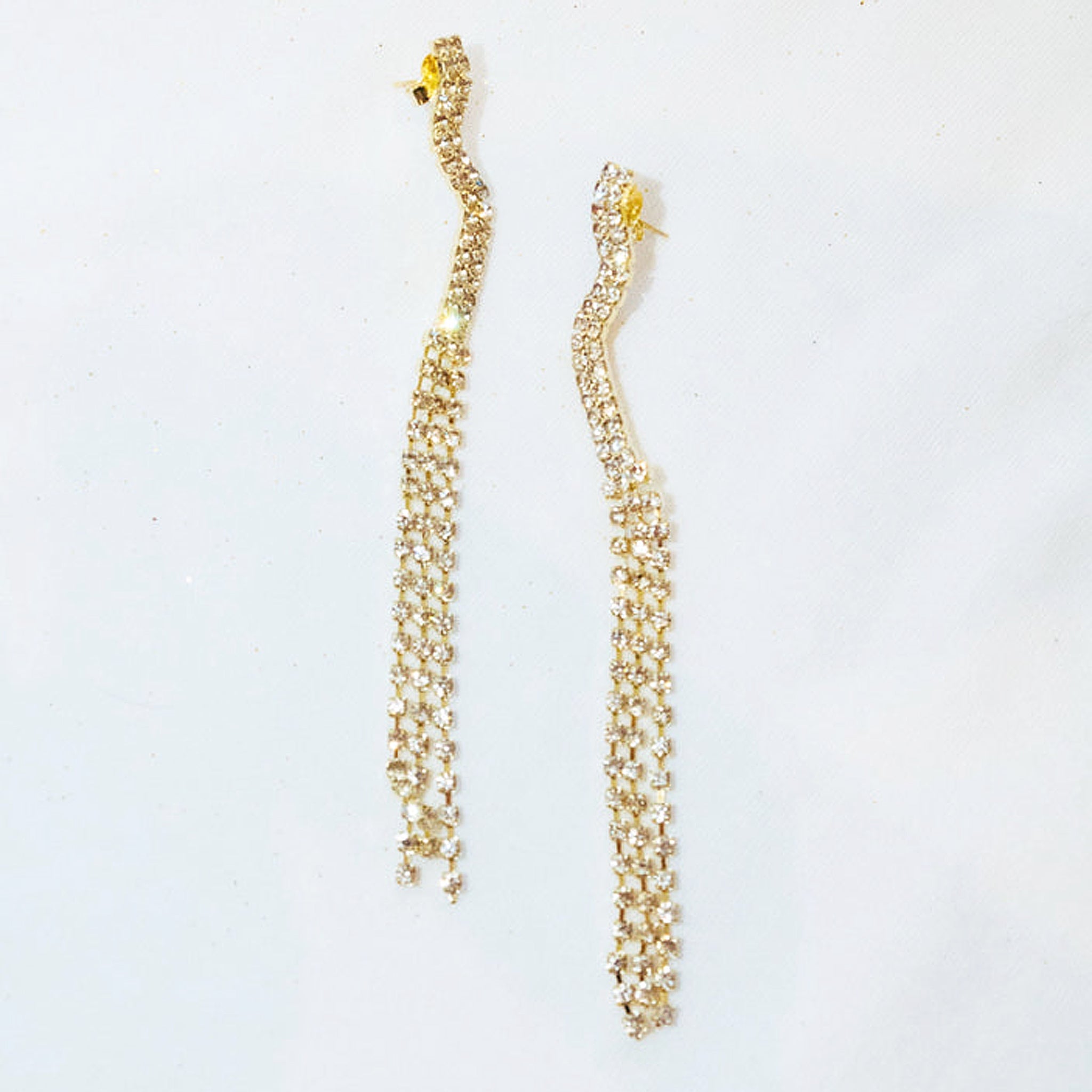 Sheila Fajl Stephania Statement Dangle Earrings in CZ and Gold Plated