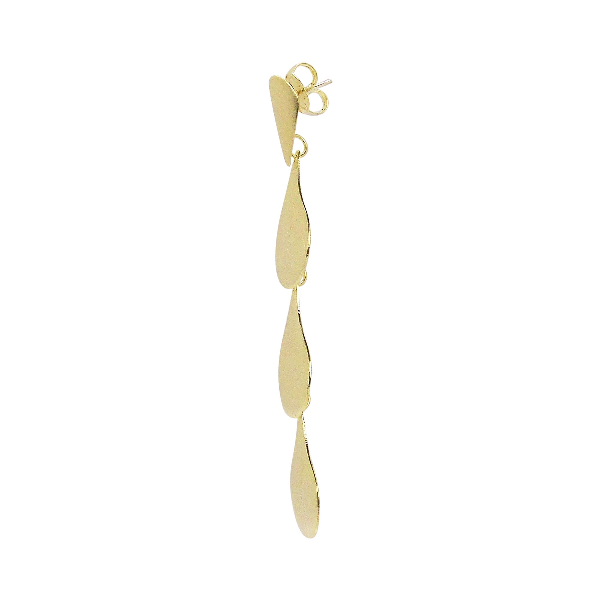 45 degree angle image of Sheila Fajl Harper Dangle Teardrop Earrings in Brushed Gold Plated