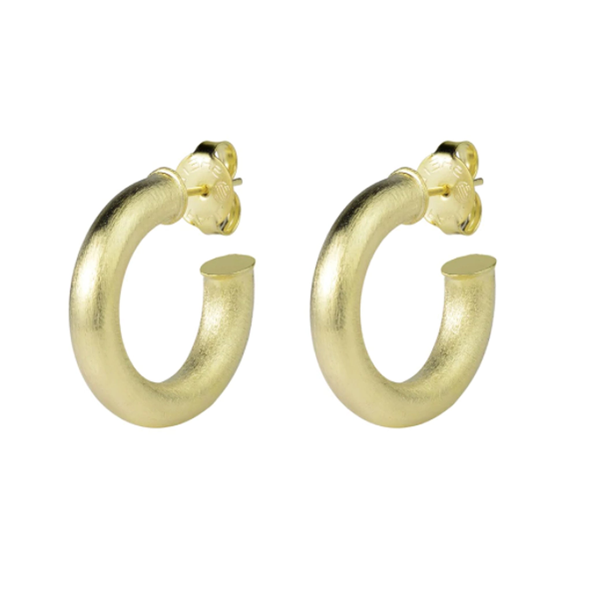 Sheila Fajl Thin Petite Chantal Hoop Earrings in Brushed Gold Plated