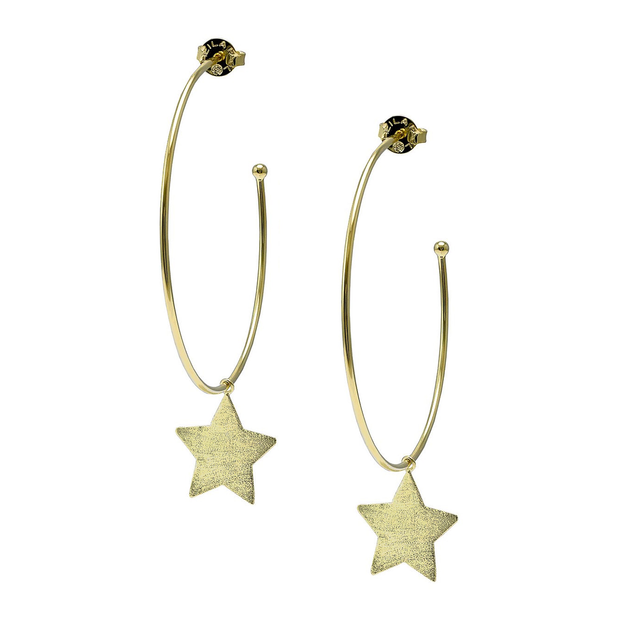 image of Sheila Fajl Phoenix Hoop Earrings with Star Charm in Gold Plated