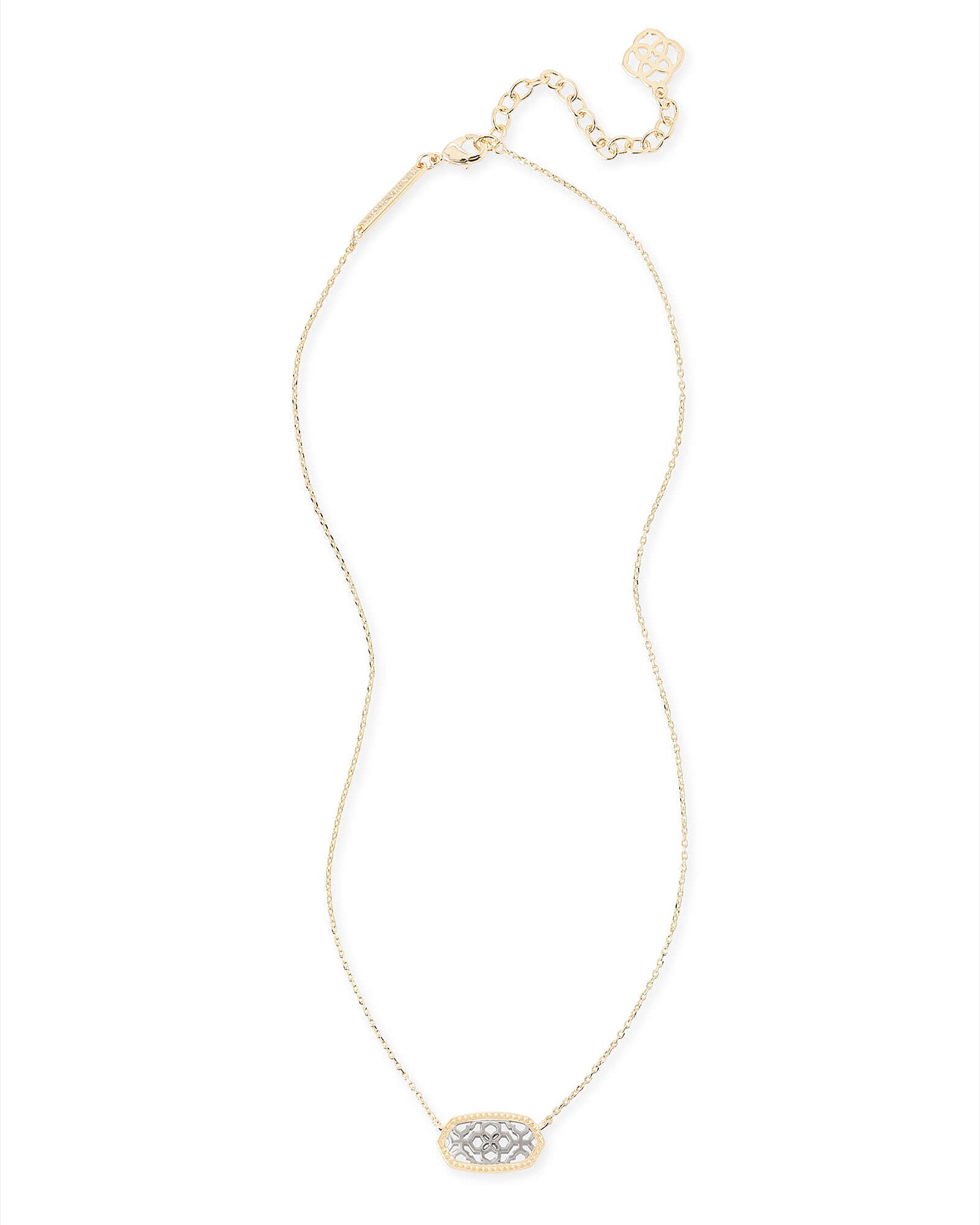 Kendra Scott Elisa Oval Filigree Pendant Necklace in Gold and Rhodium
