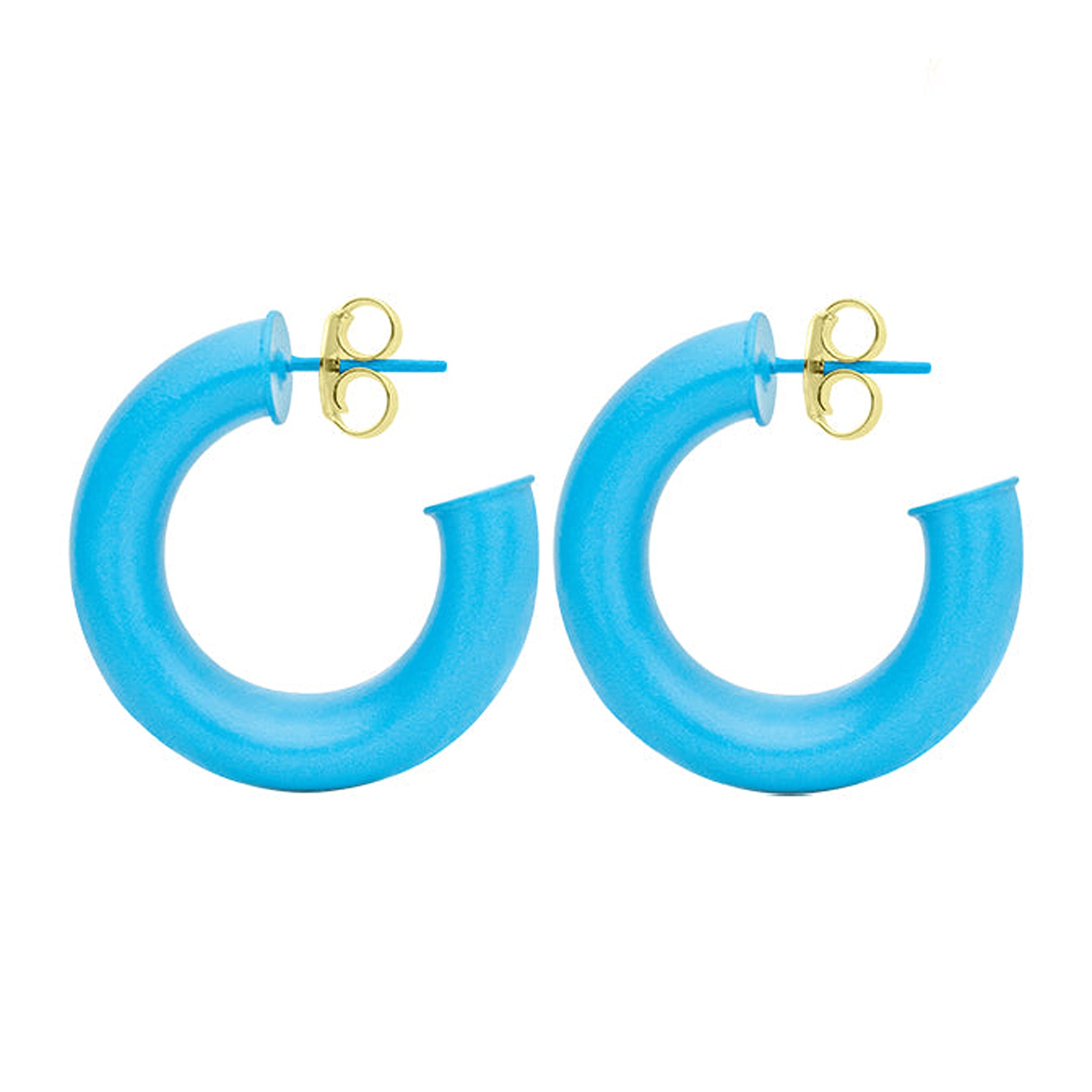 Sheila Fajl Thick Small Chantal Hoop Earrings in Painted Blue
