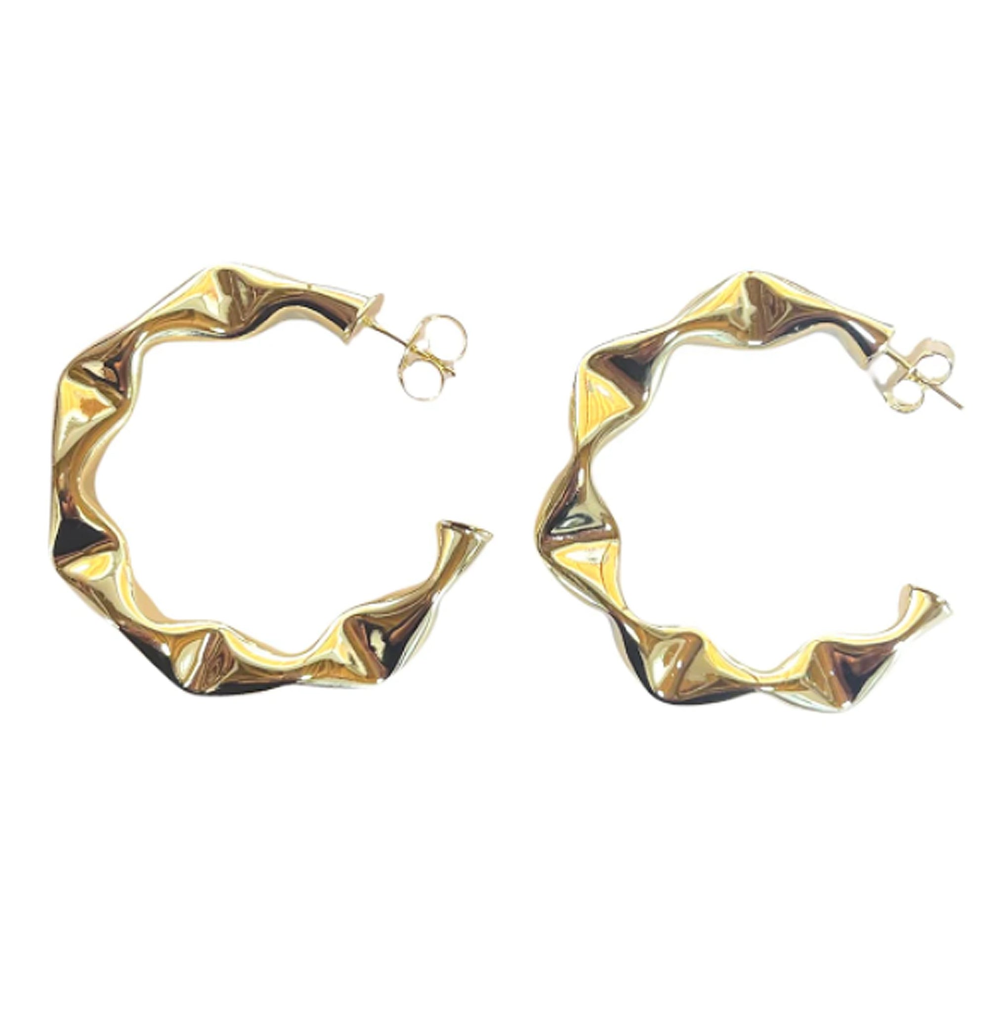 Sheila Fajl Wrinkled Hoop Earrings in Polished Gold Plated