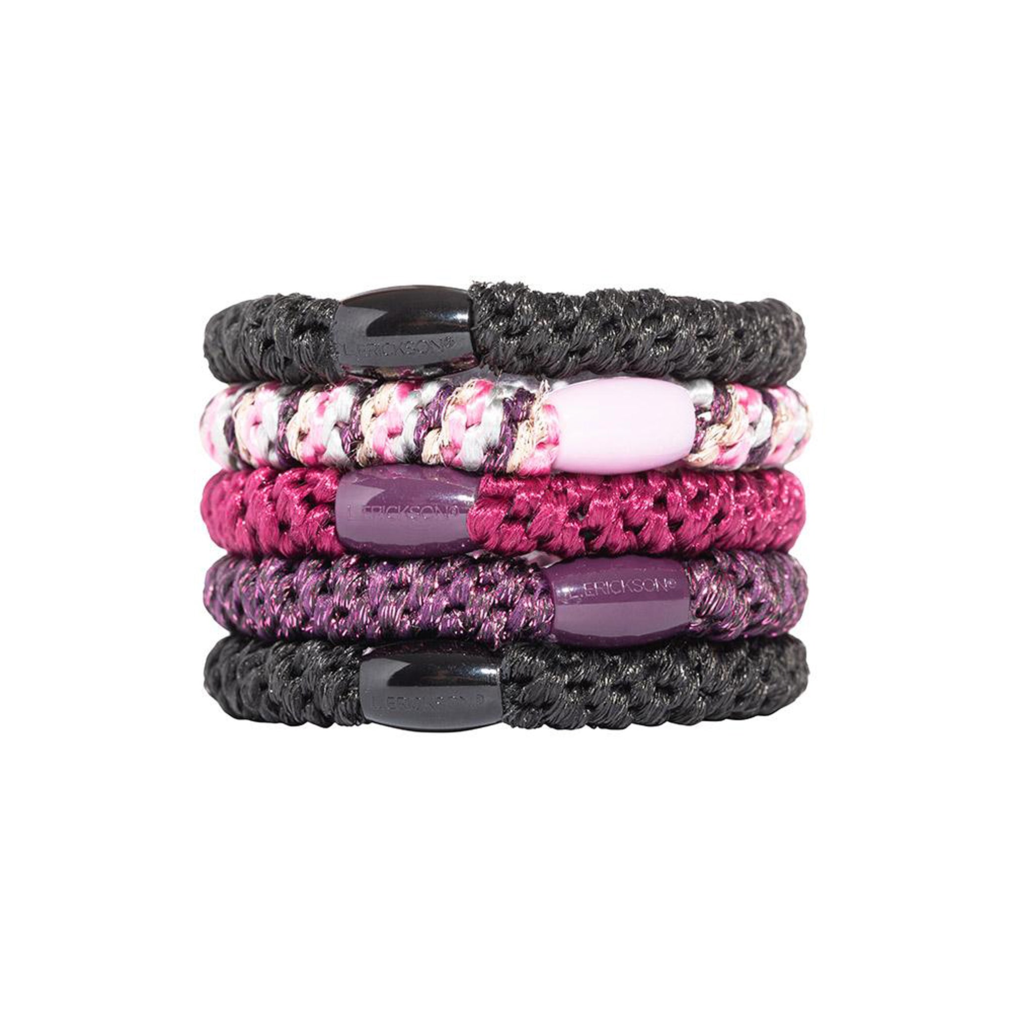 L. Erickson Plush Grab and Go Ponytail Holder Hair Ties in Reign 5 Pack