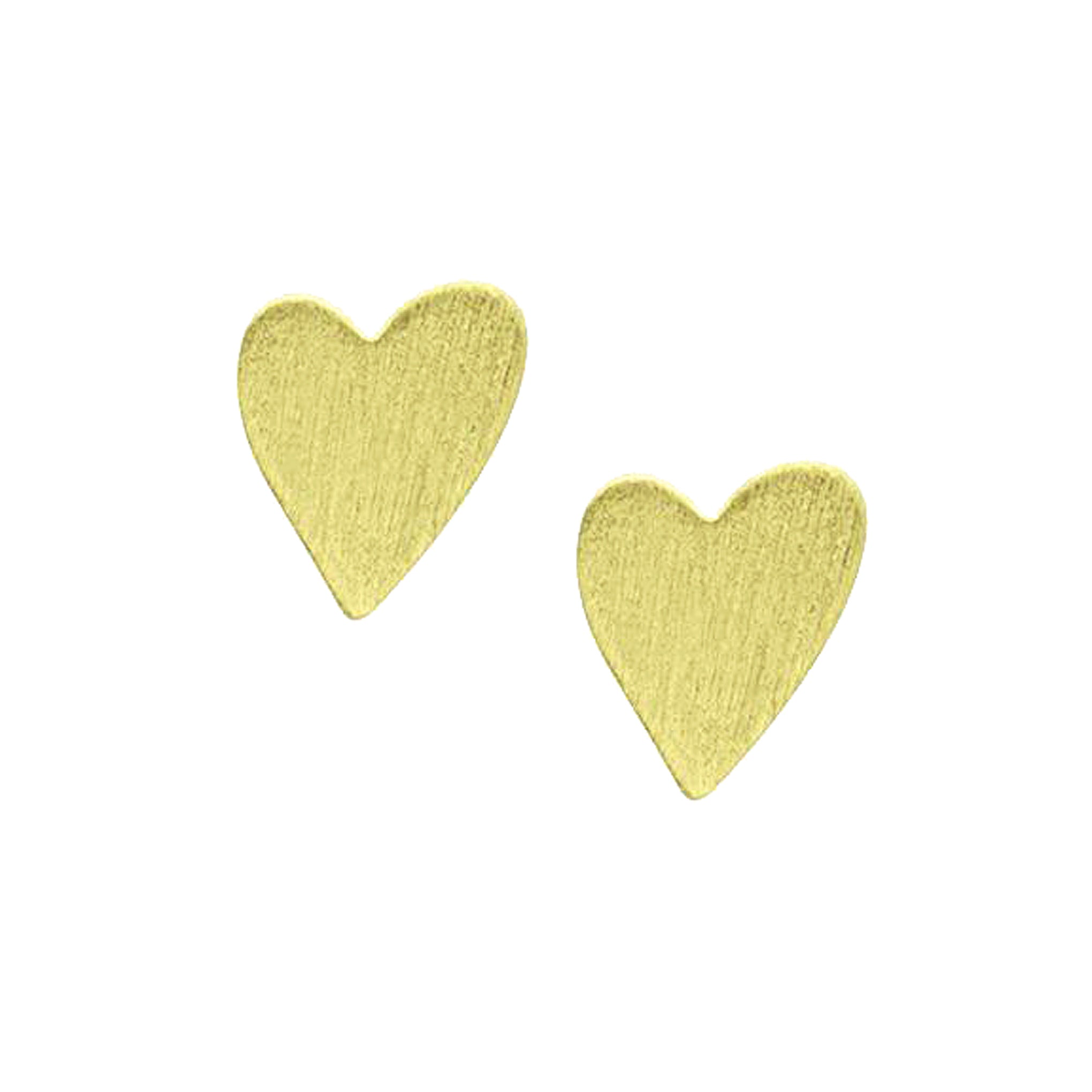 Sheila Fajl Amores Heart Stud Earrings in Brushed Gold Plated