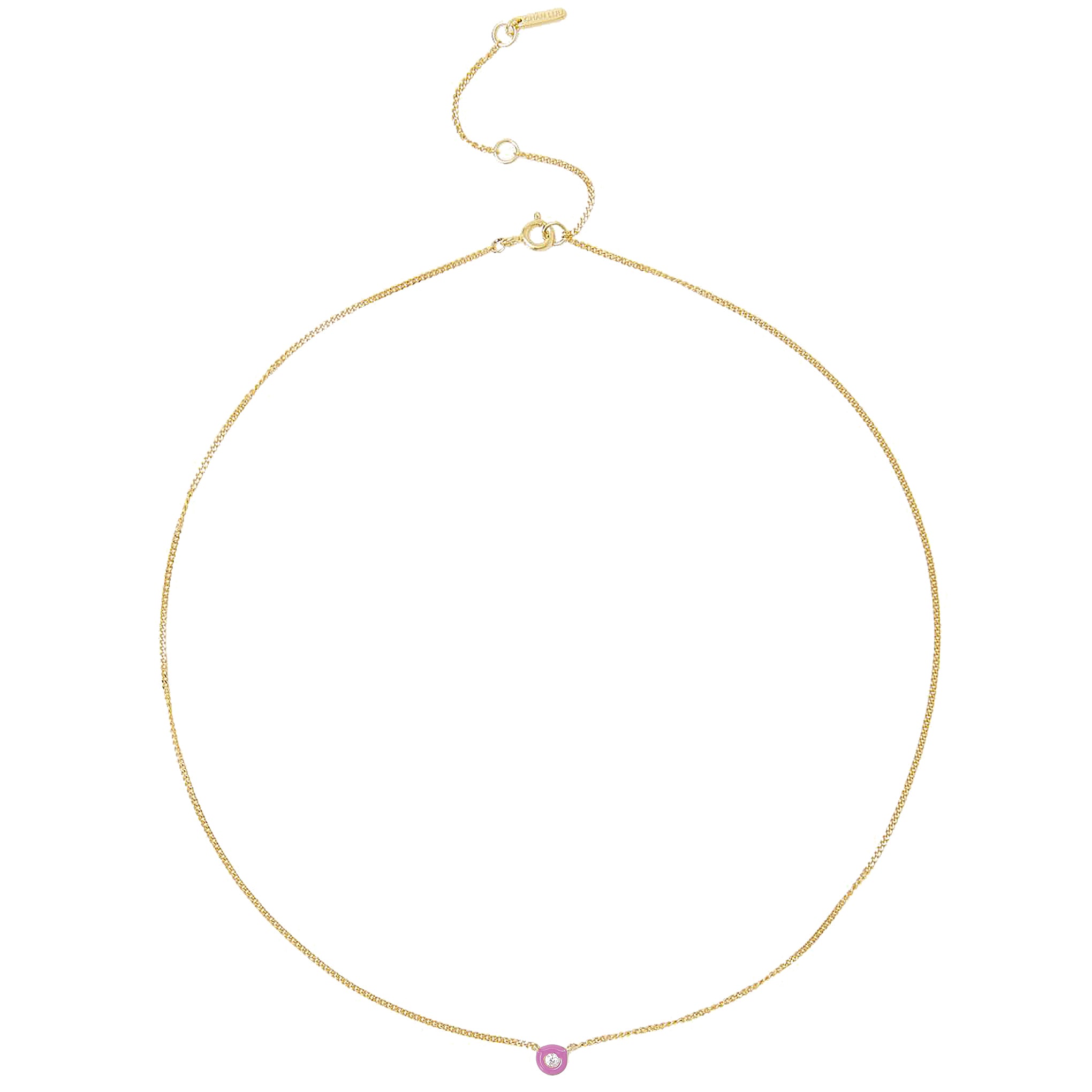 Chan Luu Bezel Set Diamond Pendant Necklace in Violet Enamel and Gold Vermeil