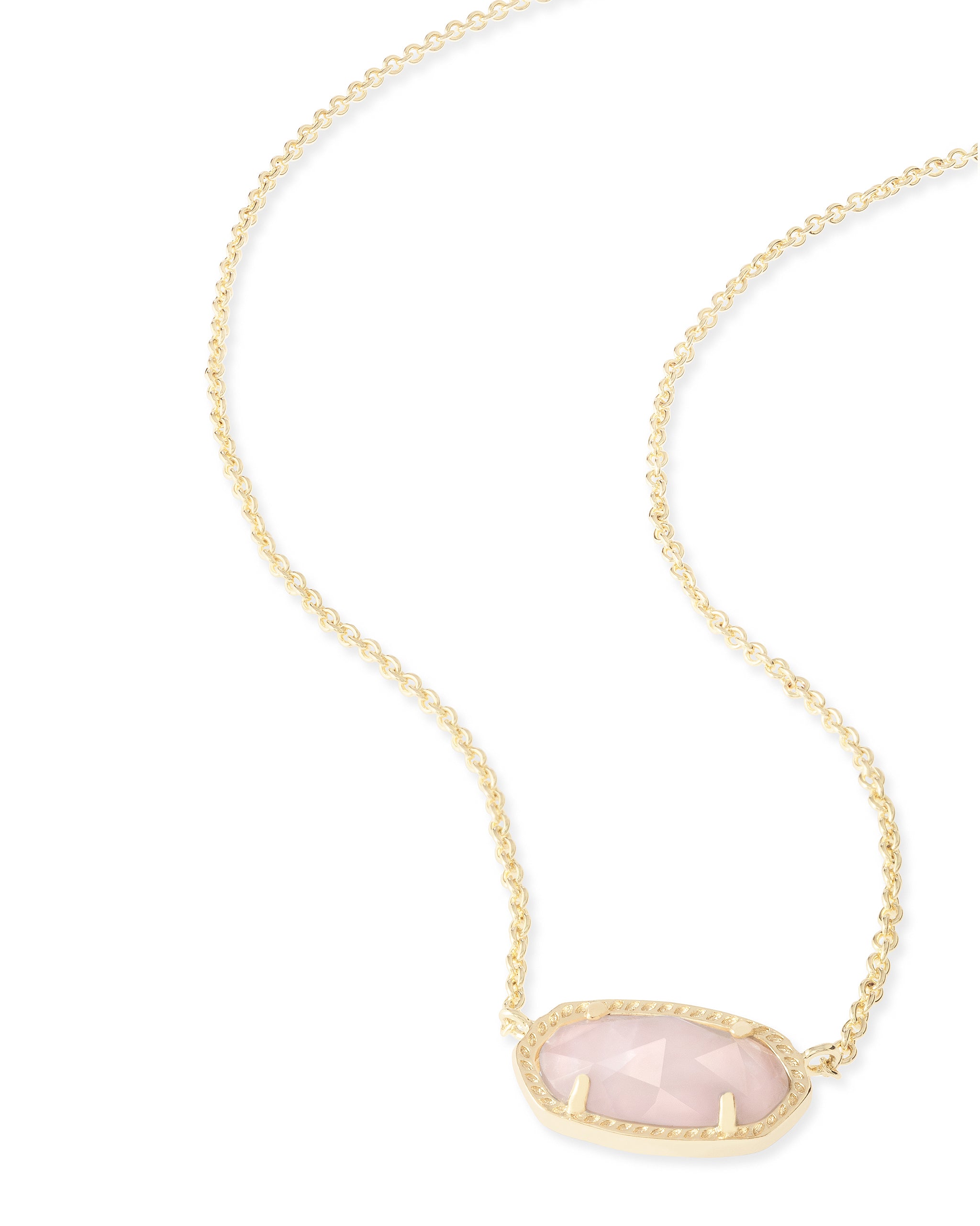 Kendra Scott Elisa Oval Pendant Necklace in Rose Quartz and Gold