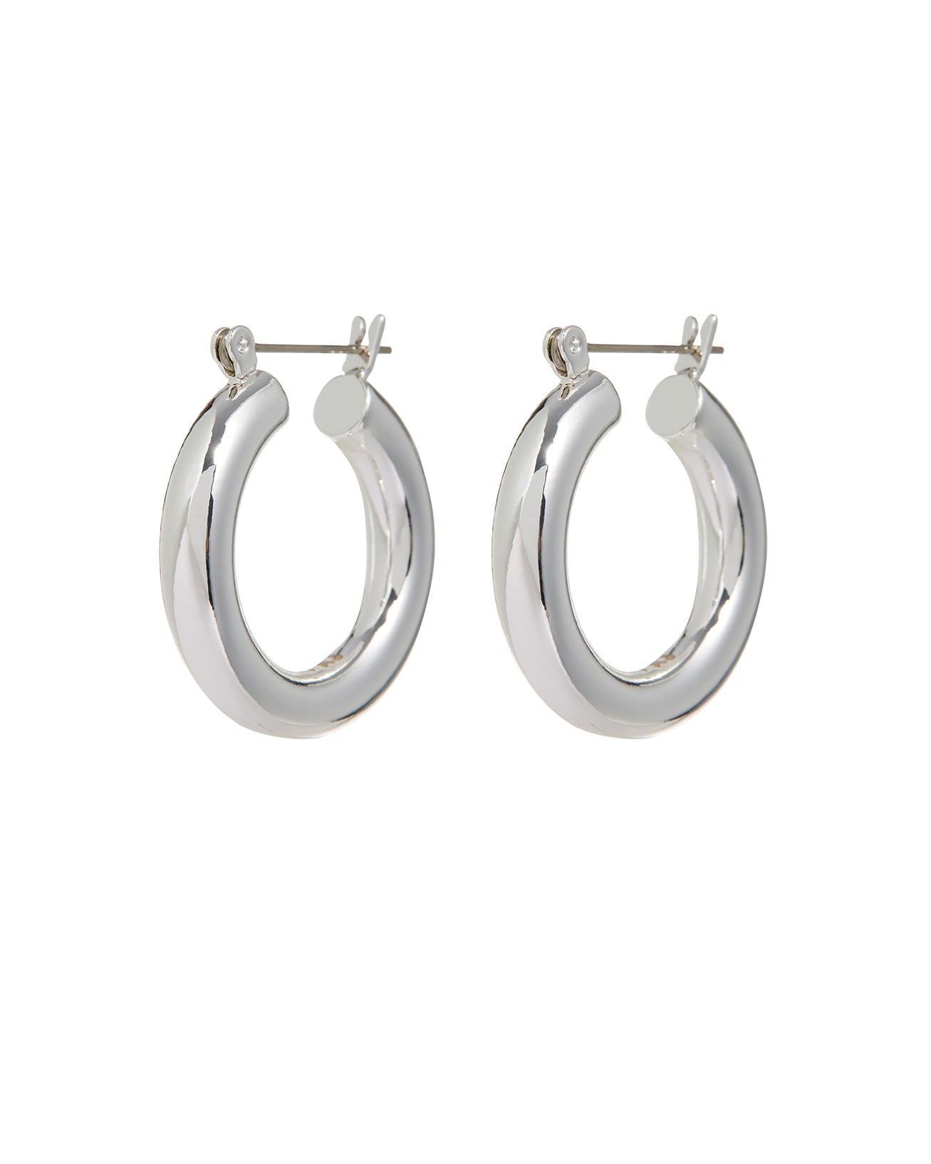 Luv Aj Baby Amalfi Tube Hoop Earrings in Polished Rhodium Plated