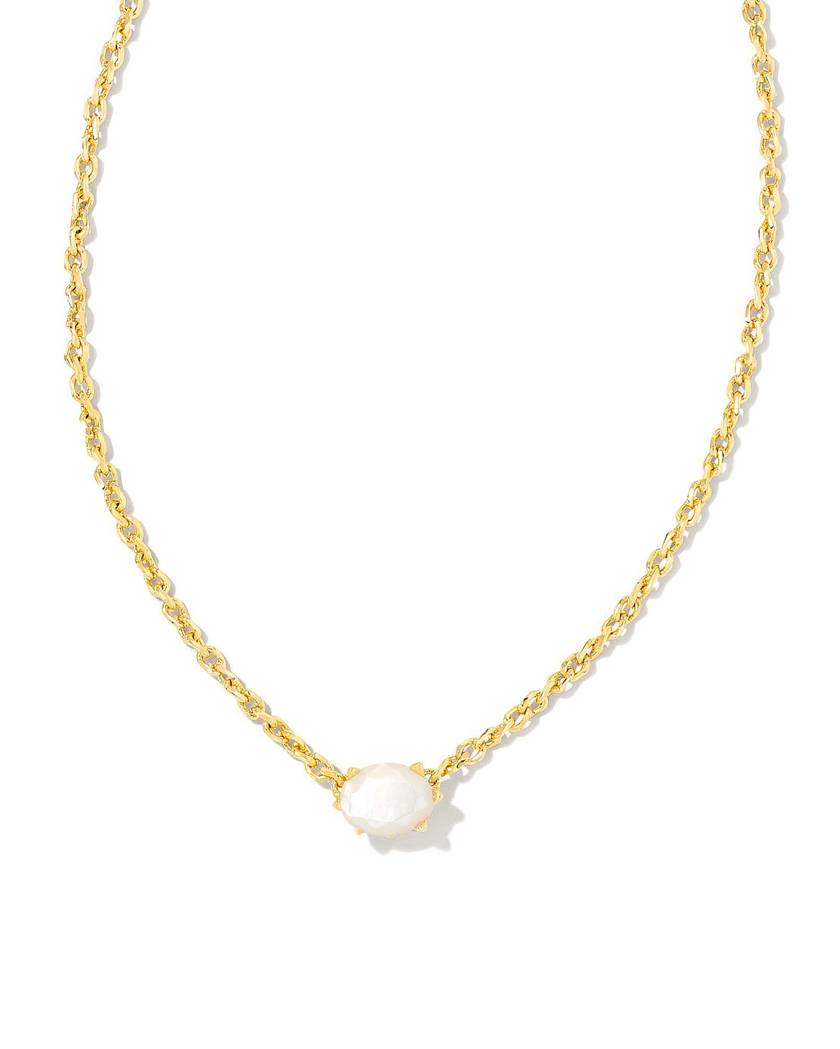 Kendra Scott Cailin Oval Pendant Necklace in Ivory Mother of Pearl and Gold