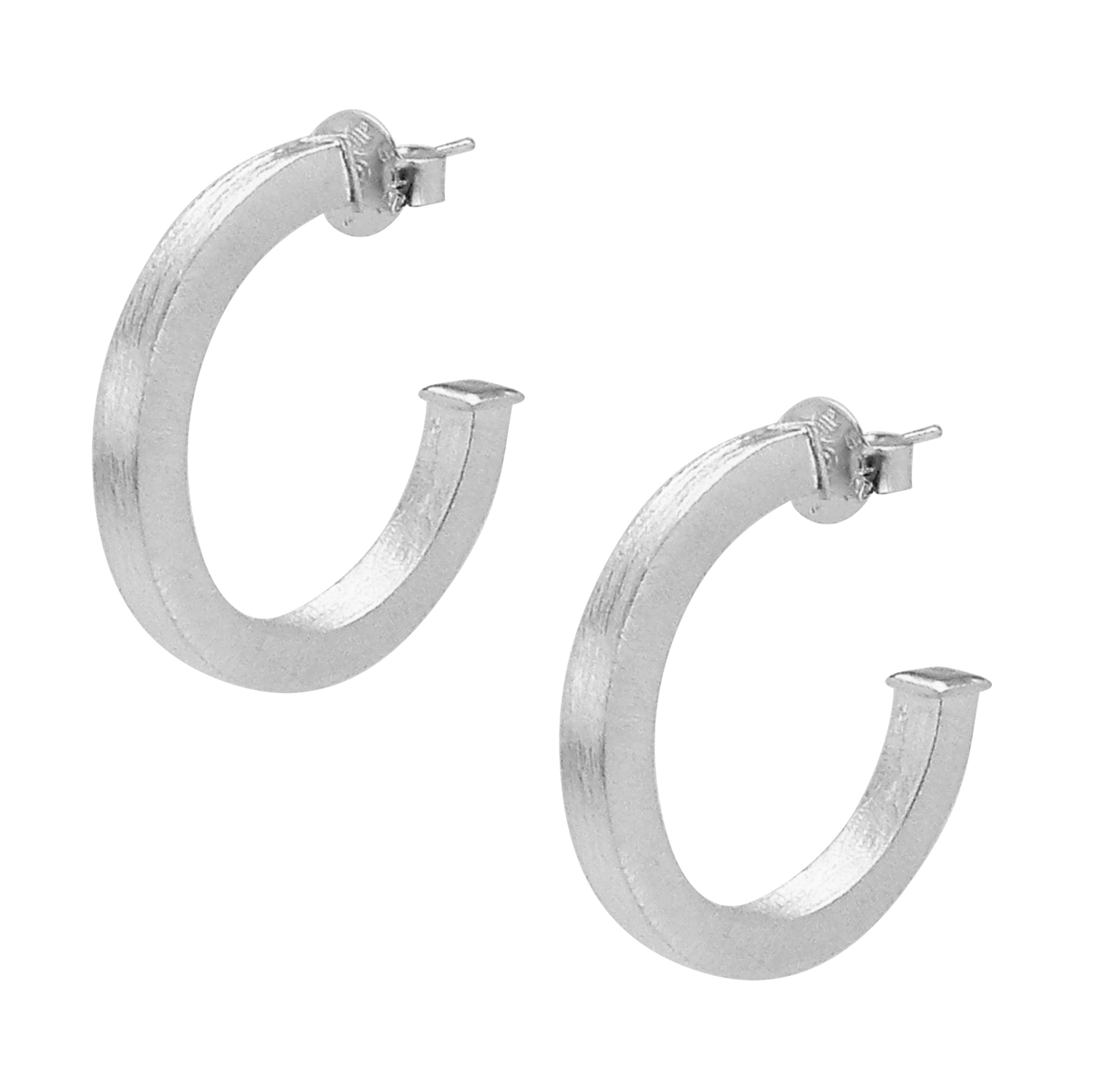 Pair of Sheila Fajl Ilana Bold Square Tube Hoop Earrings in Silver Plated