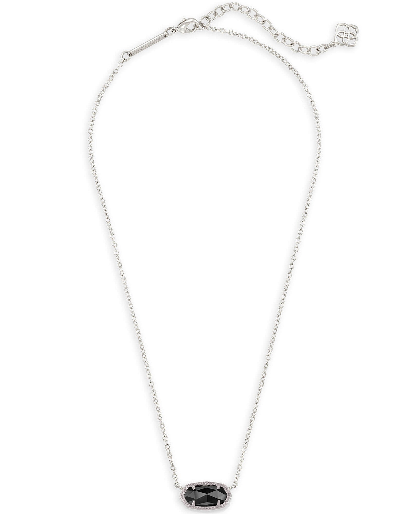 Kendra Scott Elisa Oval Pendant Necklace in Black and Rhodium Plated