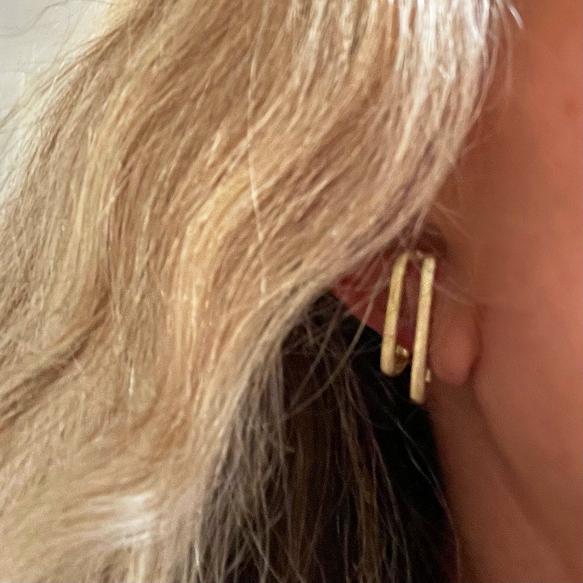 Sheila Fajl Diana Double Hug Ear Cuff Stud Earrings in Brushed Gold Plated