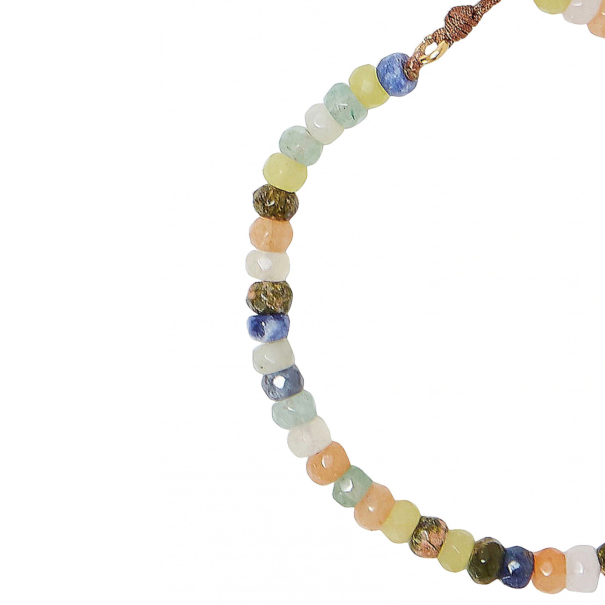 Chan Luu Single Wrap Beaded Bracelet in Multicolor Stones and Gold Vermeil