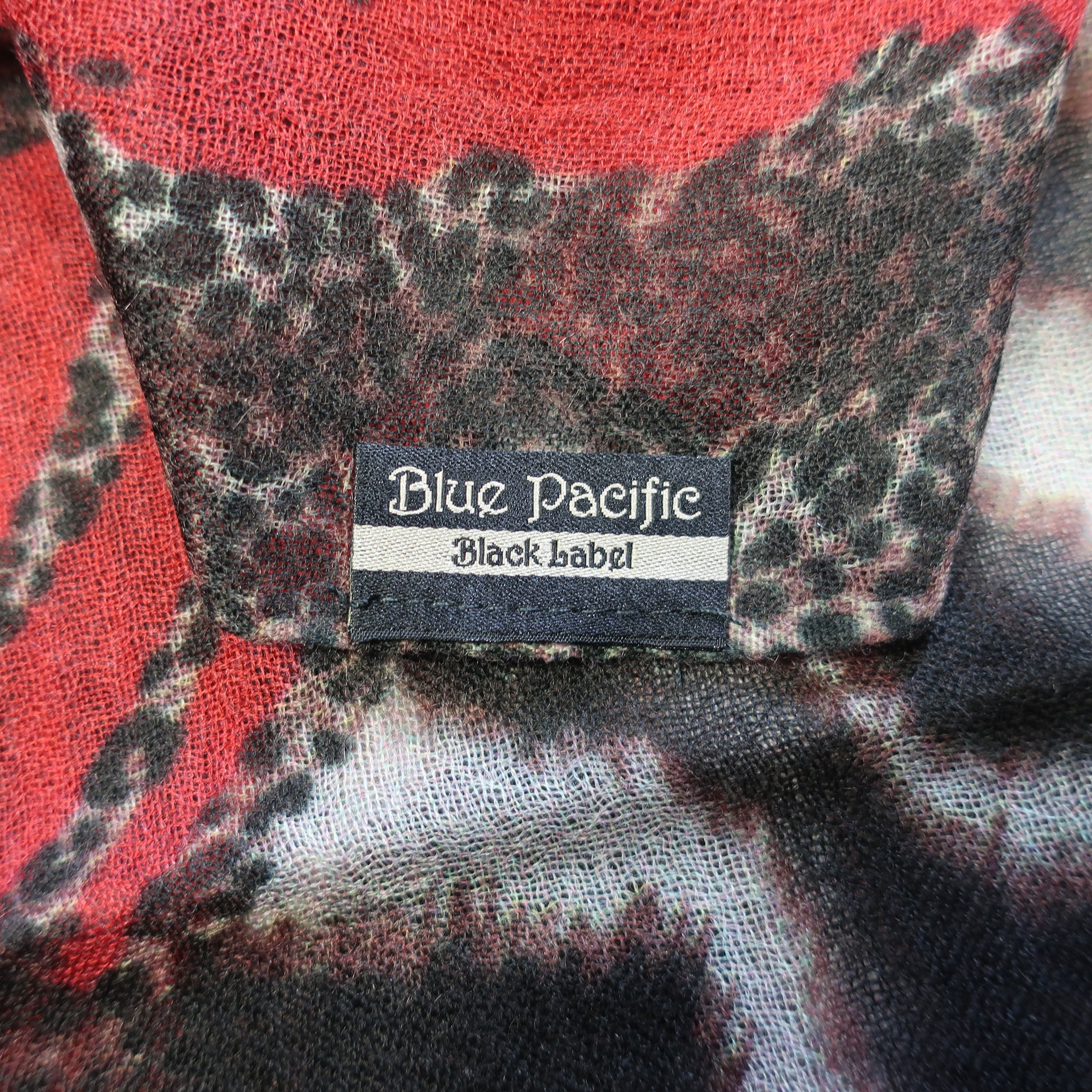 Blue Pacific Animal Safari Pure Cashmere Scarf in Crimson Red and Black